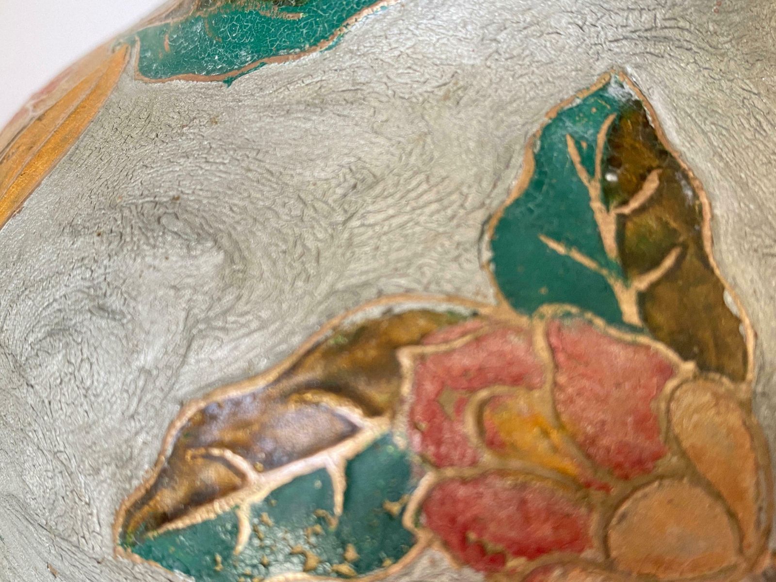 Art Deco Cloisoné Vase, With Coloured Flowers Pattern, France XX Century photo vinterior