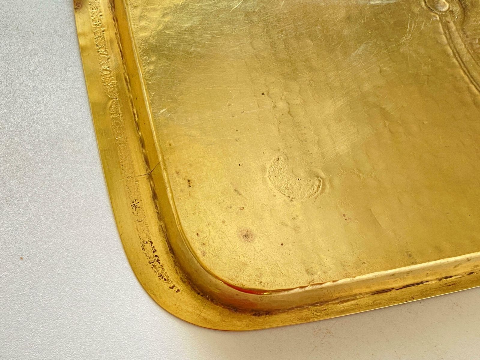 Platter In Brass, Art Deco Period, Gold Colour, 2 Signed, France 1940 photo for sale