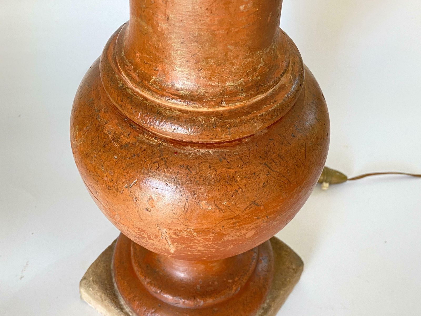 photo buy Tall French Neoclassical Terracotta Baluster Lamp, Brown Colour 19th Century