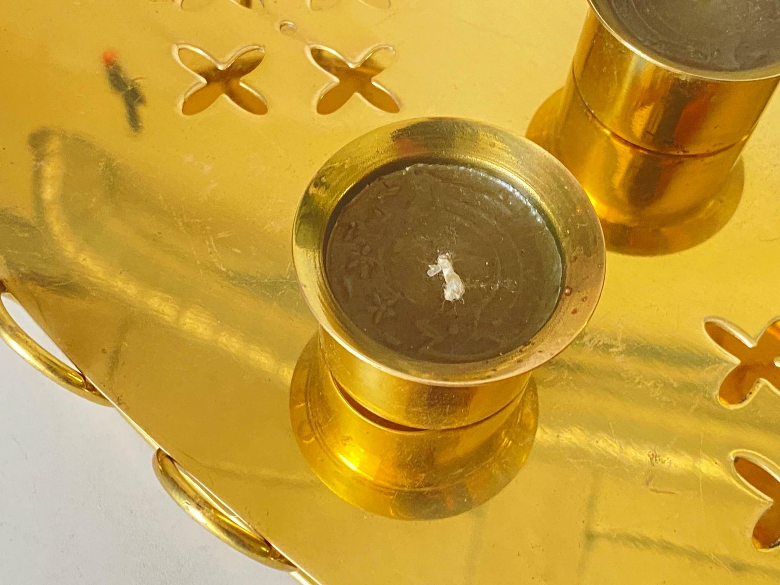 photo for sale Platter In Brass, Candle Holder, Gold Colour, By Josef Frank 1940