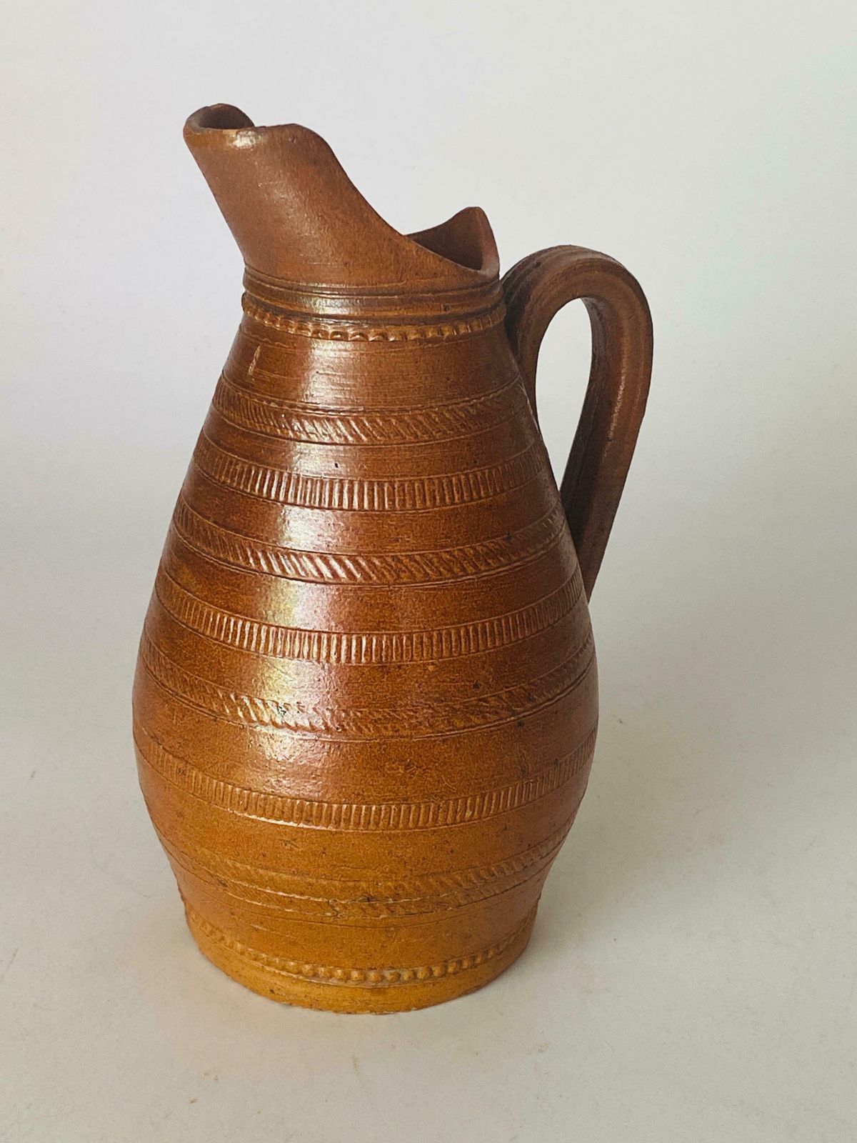 Stoneware Jug Pitcher Beautiful Patina From France Circa 1960 Brown photo for sale