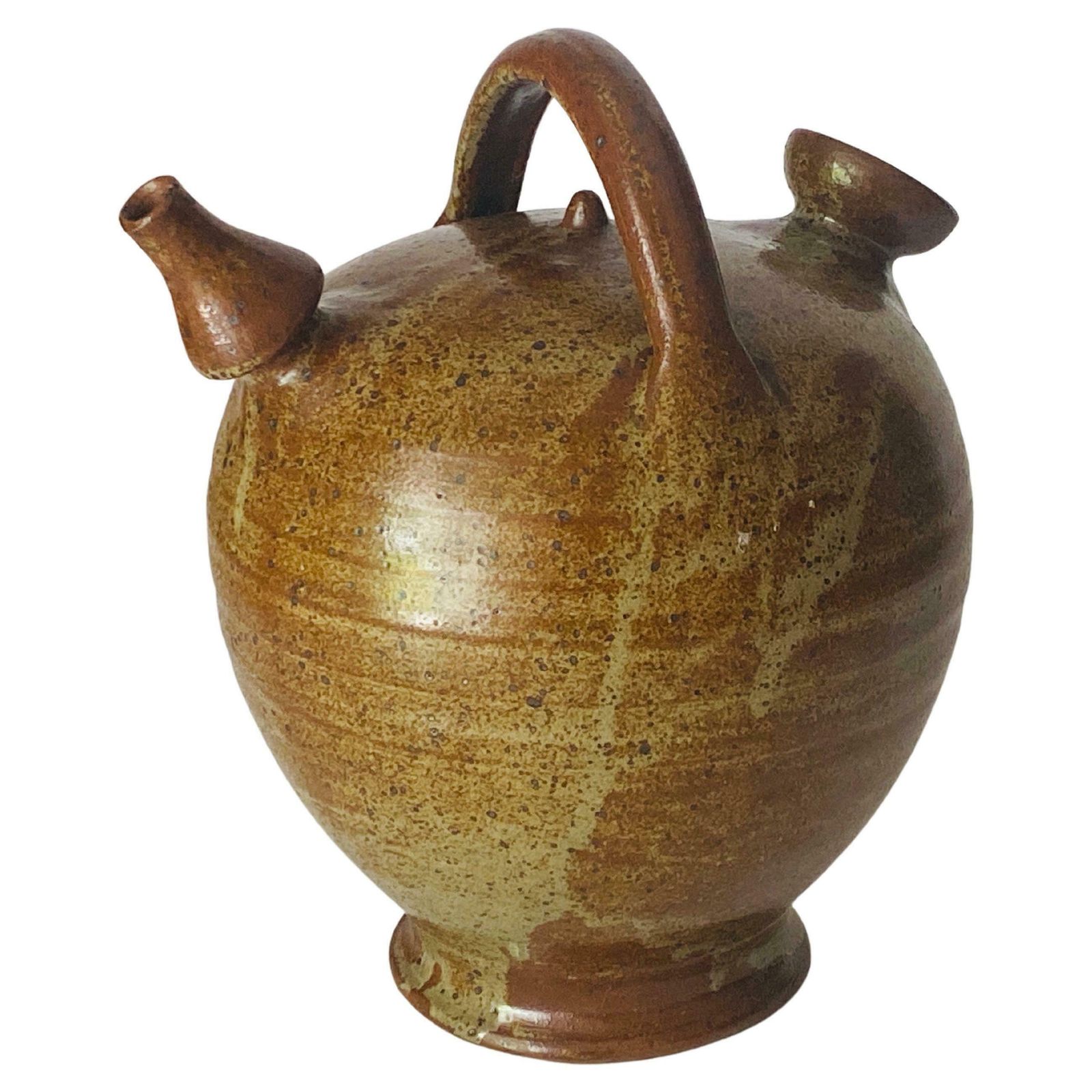Vintage Mid Century French Provincial Stoneware Pottery, Jar Jug Vessel Brown