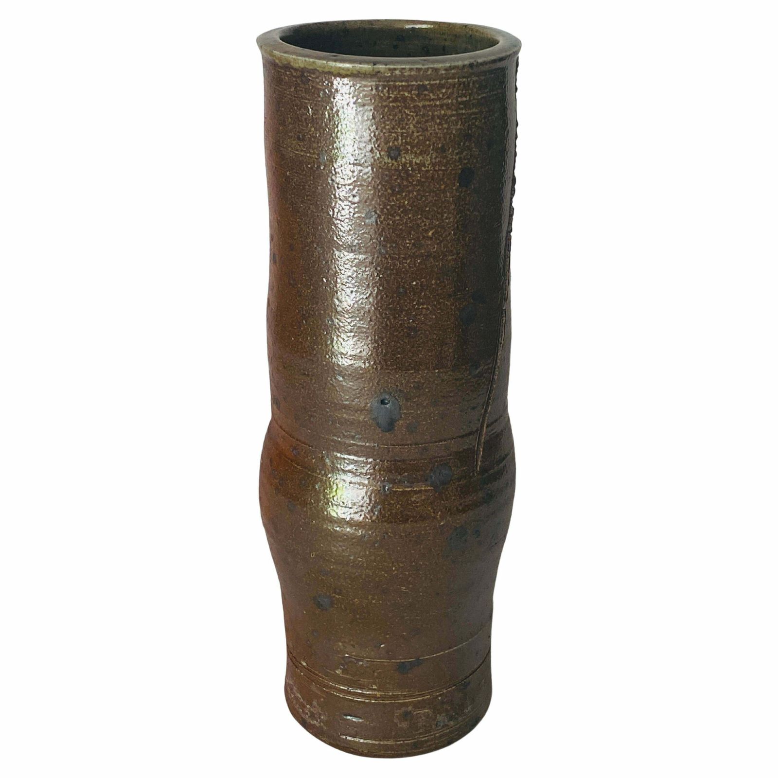 Cylender Ceramic Stoneware Vase La Borne France Circa 1960 Old Patina