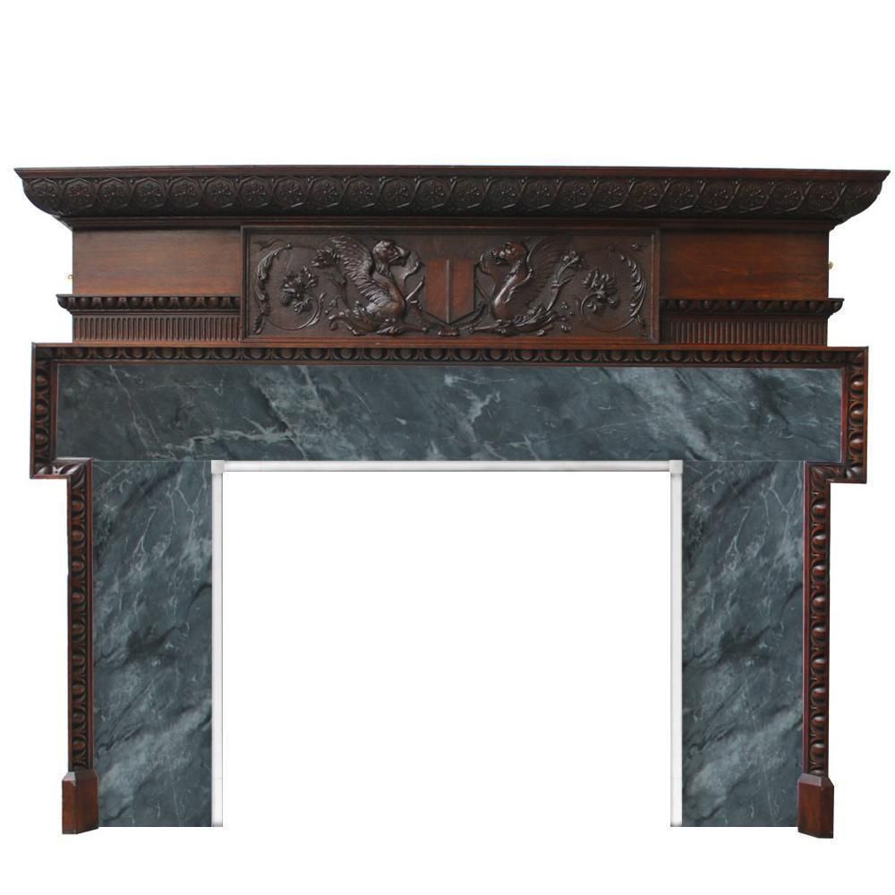 Large And Unusual Restored Reclaimed Antique Late Victorian Carved Oak Fireplace Surround