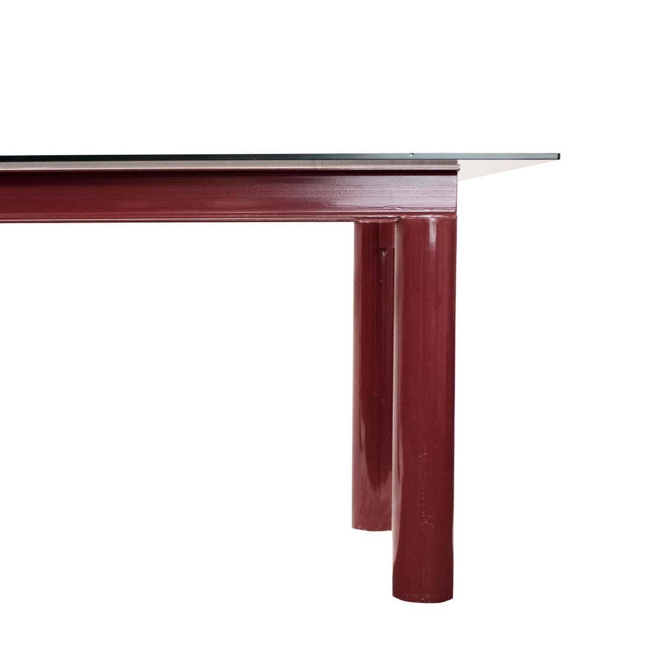 Modern Bourdeaux Steel Dining Table With Glass Top Italia 1980 photo Furniture