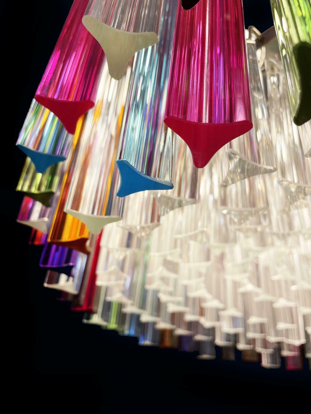 photo buy Spectacular Triedri Murano Glass Chandeliers   265 Multicoloured And Clear Prism