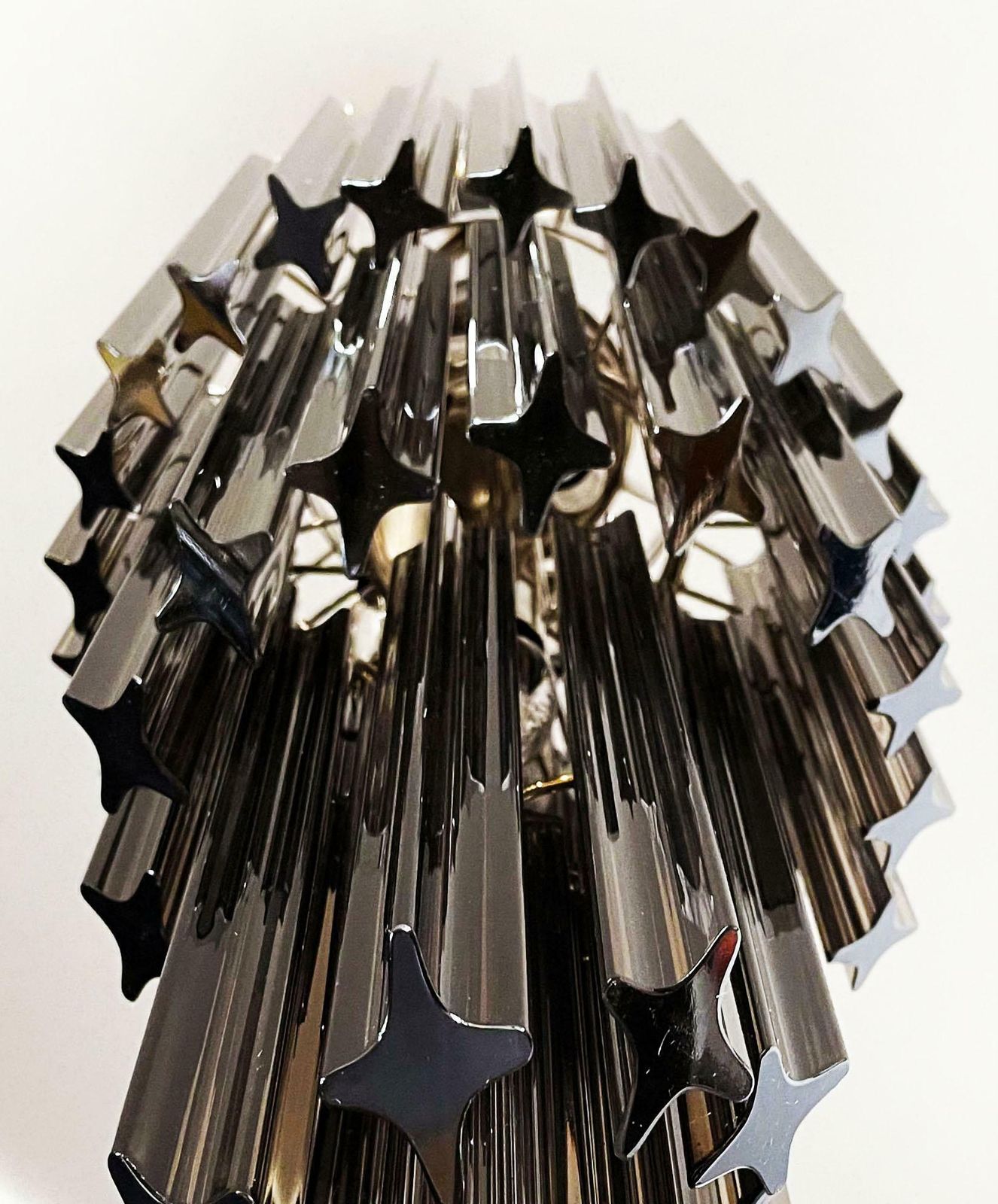 Gorgeous Murano Glass Spiral Chandeliers, 54 Quadriedri Smoked Prisms photo 3711.0