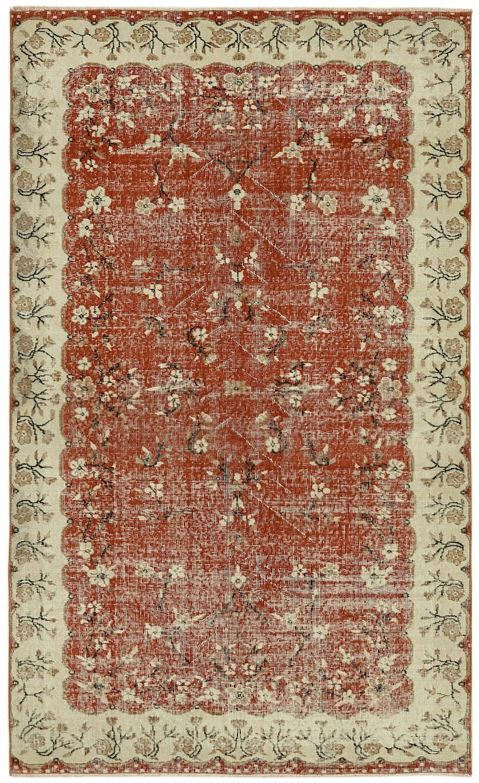 Handmade Turkish 1970's 155 X 258 Cm Beige Vintage Area Rug