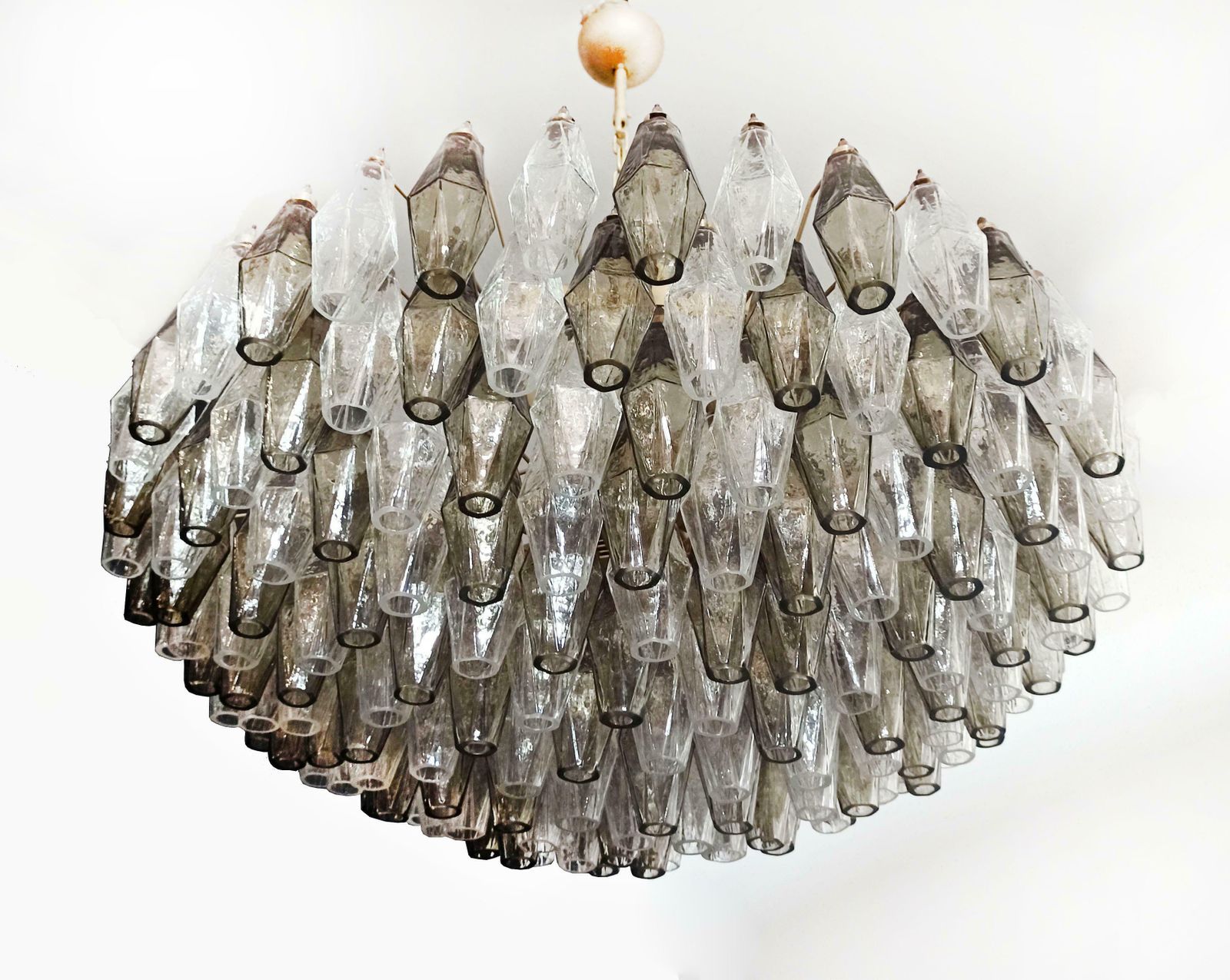 Charming Murano Glass Chandelier   185 Poliedri Clear And Smoked photo for sale