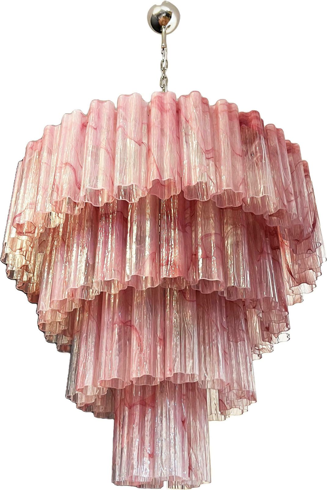 photo vintage Stunning Vintage Murano Glass Tiered Chandelier   78 Alabaster Pink Glasses