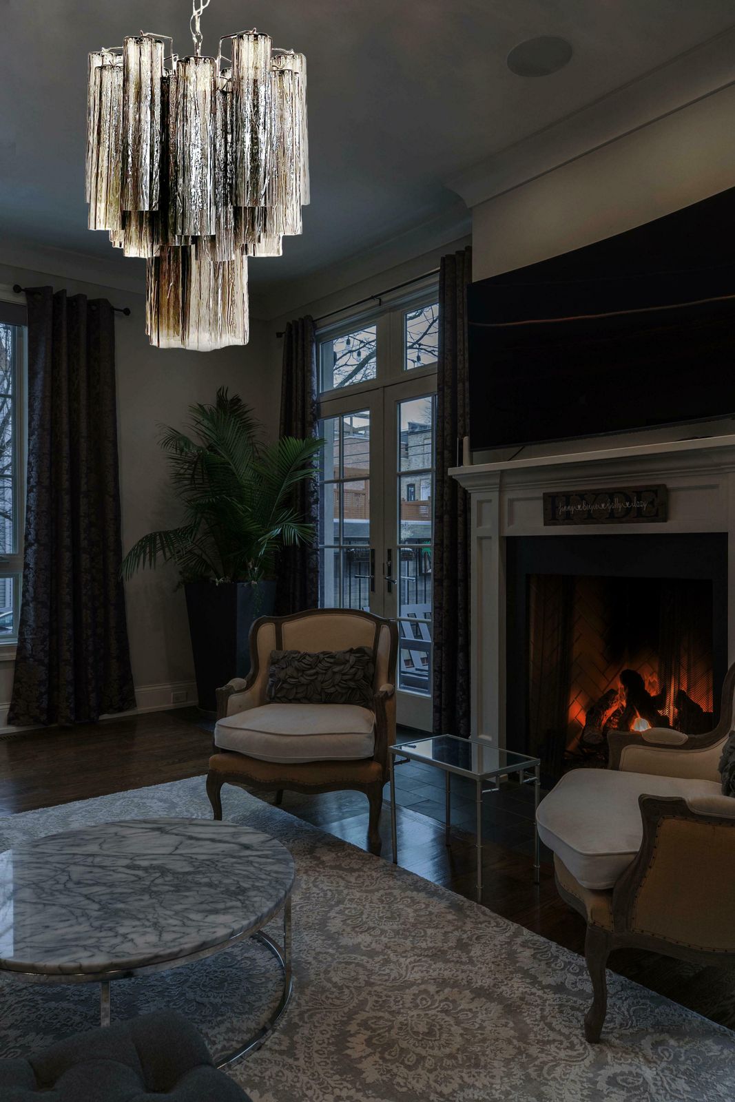 photo for sale Elegant Murano Smoked Glass Tube Chandelier