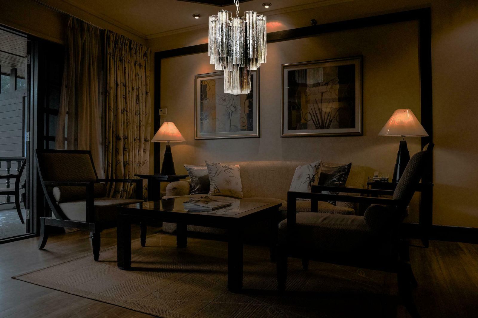 Lighting Elegant Murano Smoked Glass Tube Chandelier photo