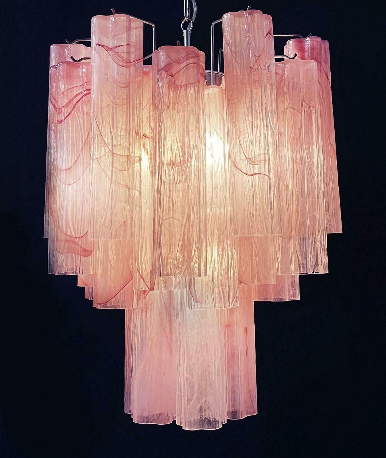 photo for sale Charming Glass Tube Chandelier   30 Albaster Pink Glasses