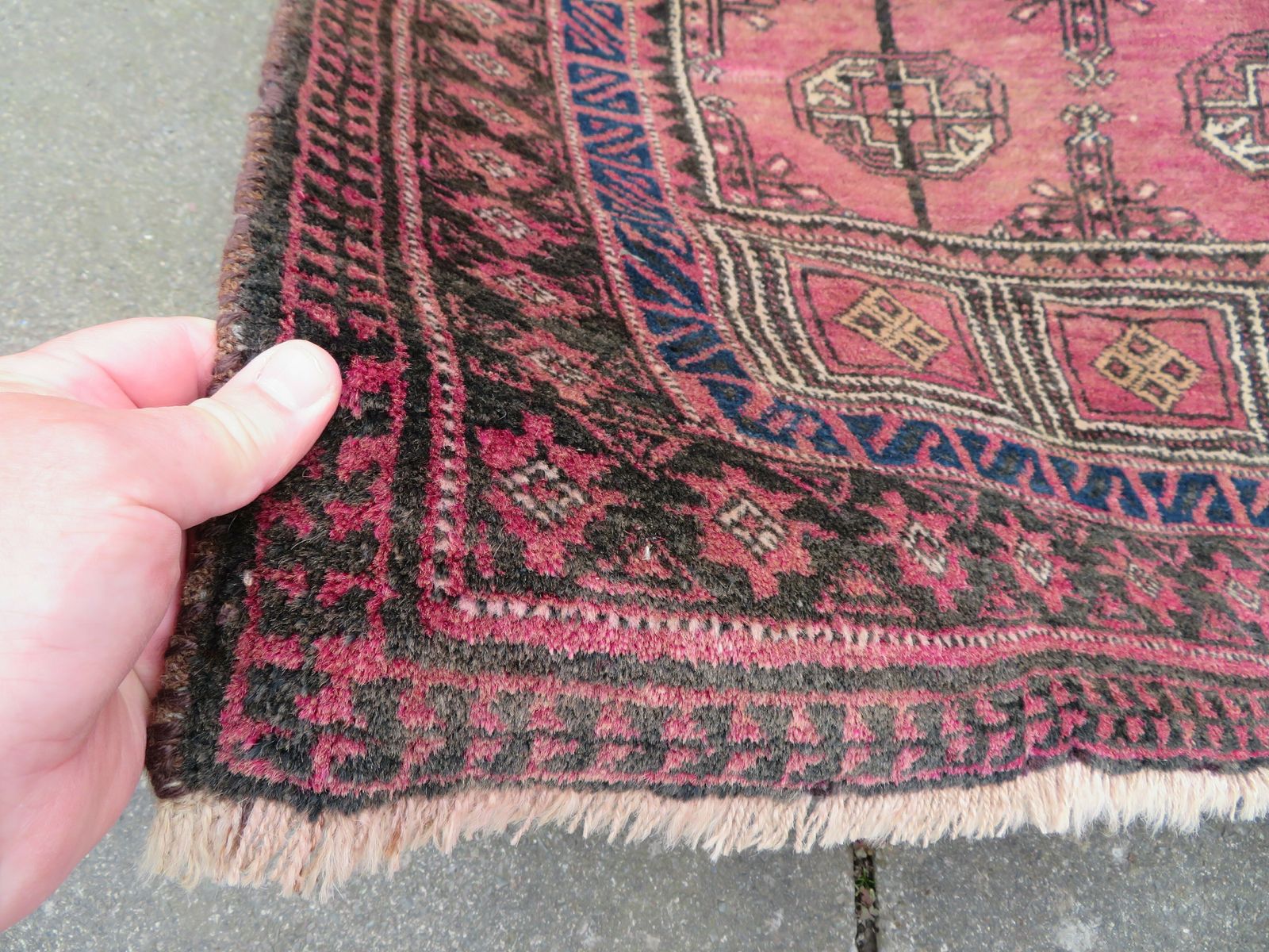Old Afghan Turkmen Seh Mihrab  Kizil Ayak Prayer Rug. 143cm X 90cm. photo for sale