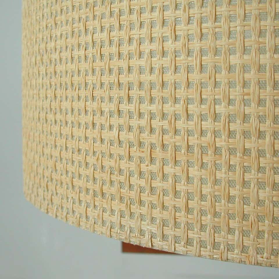 Lighting Midcentury Temde Raffia Teak And Milk Glass Pendant, Switzerland 1960s photo