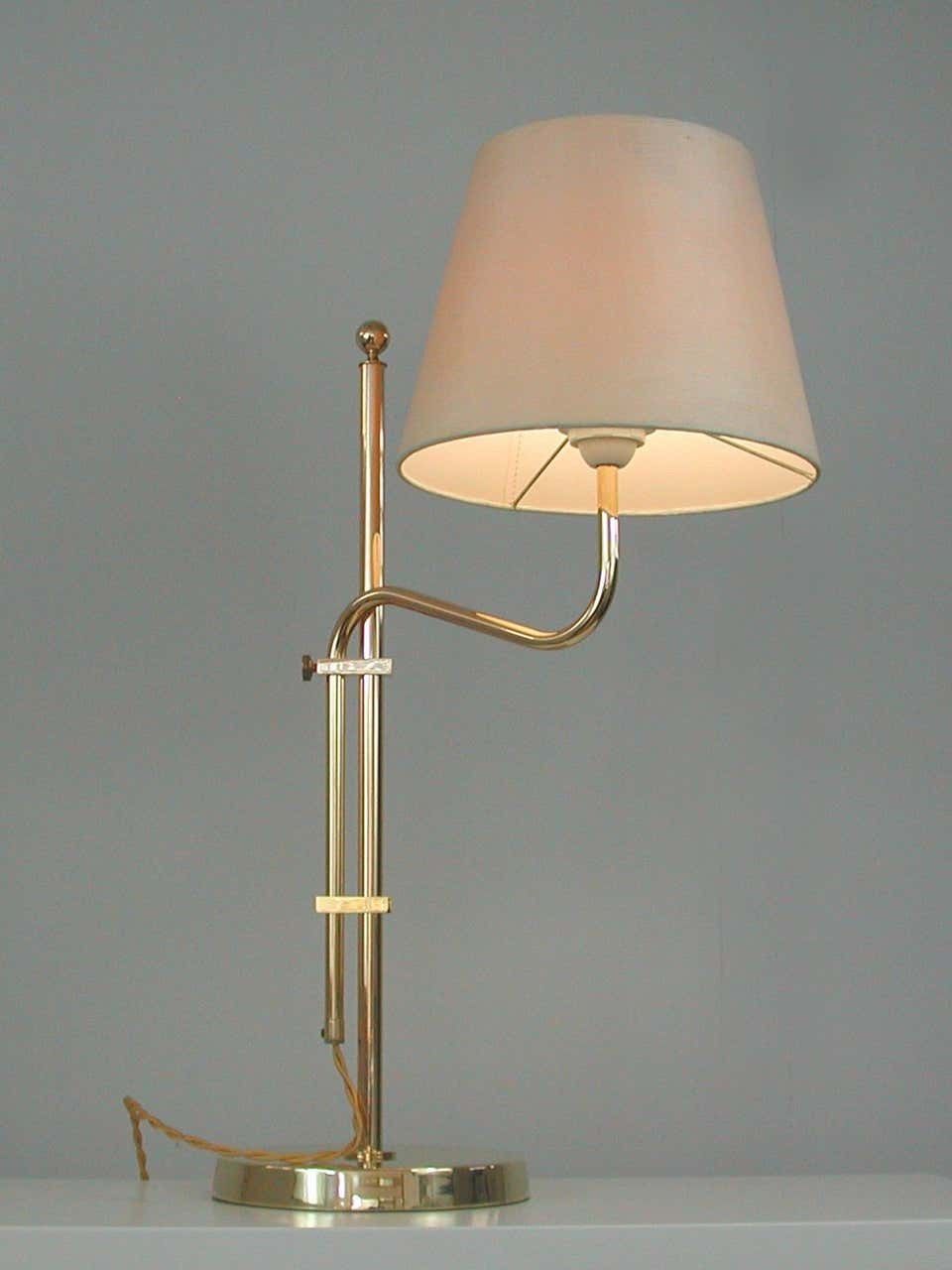photo for sale Adjustable Brass Table Lamp By Bergboms, Sweden, 1950s