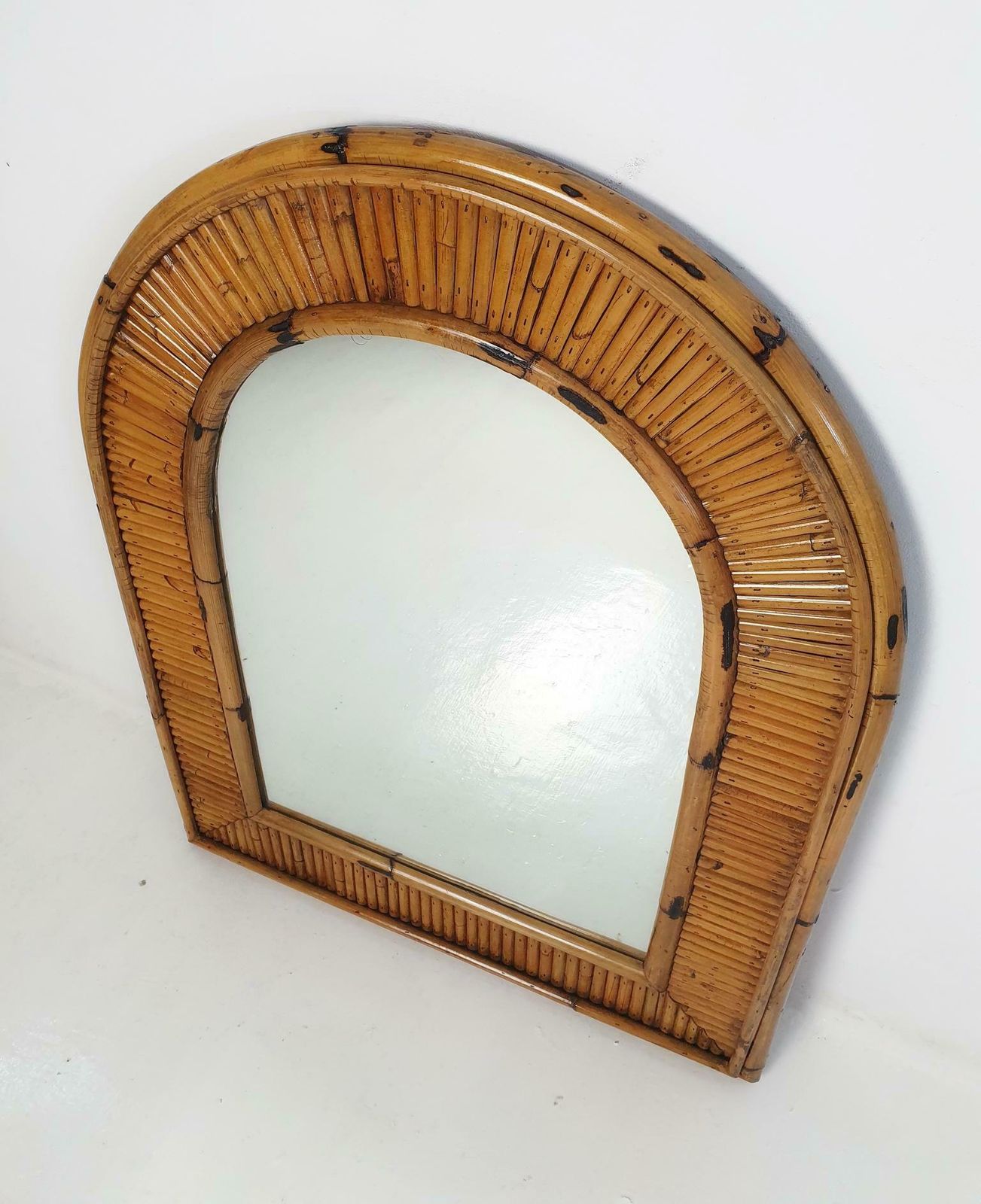 Arched Bamboo Mirror By Vivai Del Sud Italy, 1960s photo Home Decor