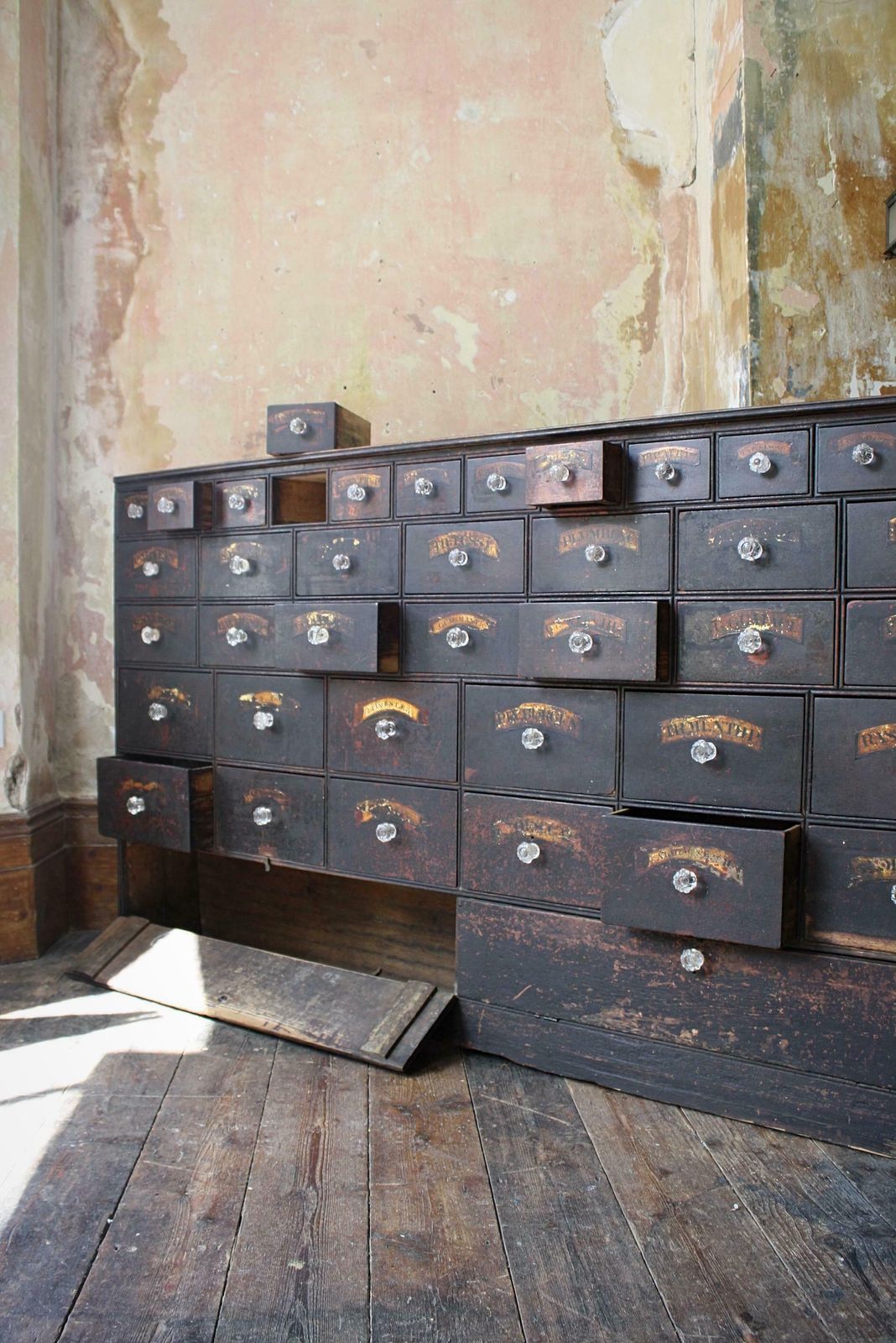 Early 19th Century Chemist Apothecary Drug Pharmacy Drawers Bratley Pontefract photo for sale
