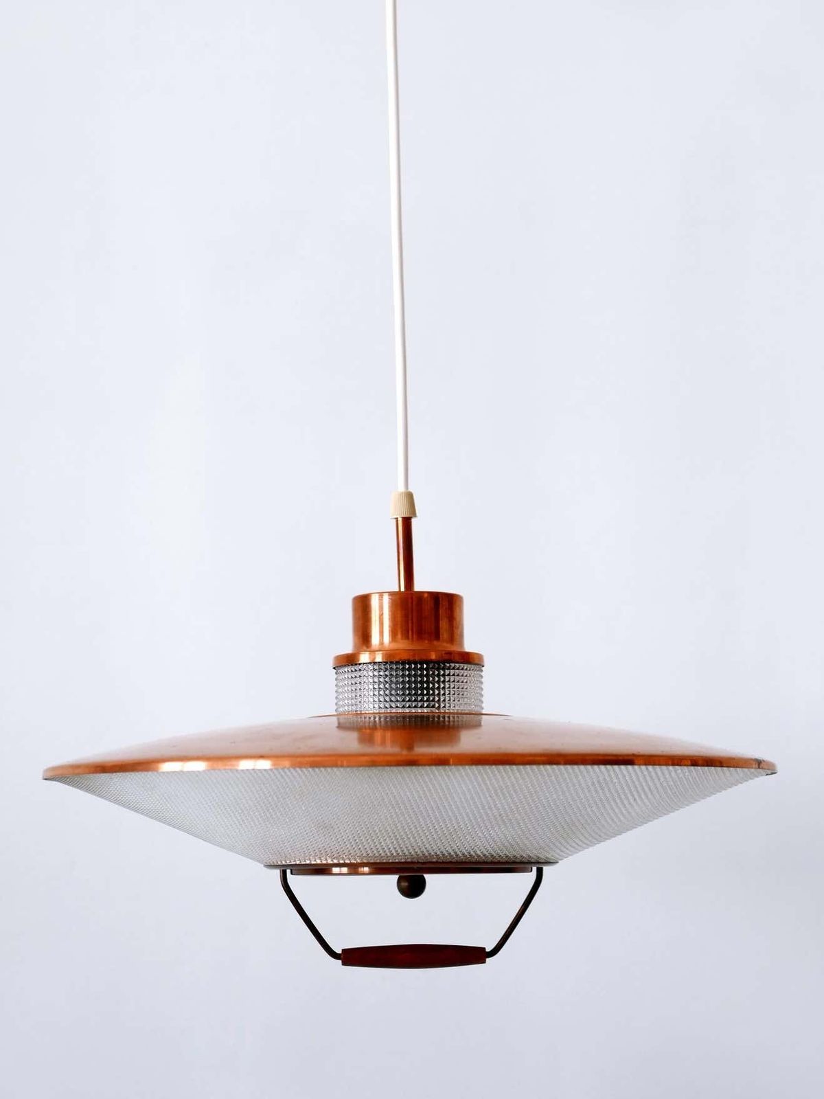 Rare Mid Century Modern Scandinavian Copper Pendant Lamp Or Hanging Light 1960 photo for sale