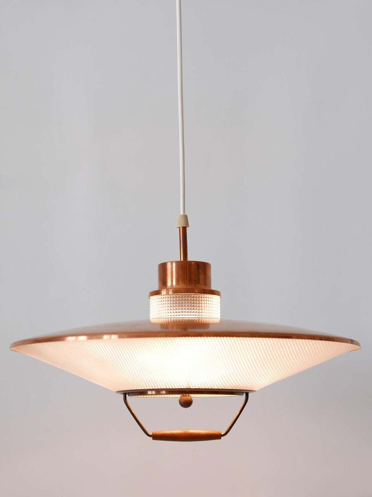 Rare Mid Century Modern Scandinavian Copper Pendant Lamp Or Hanging Light 1960 photo Lighting