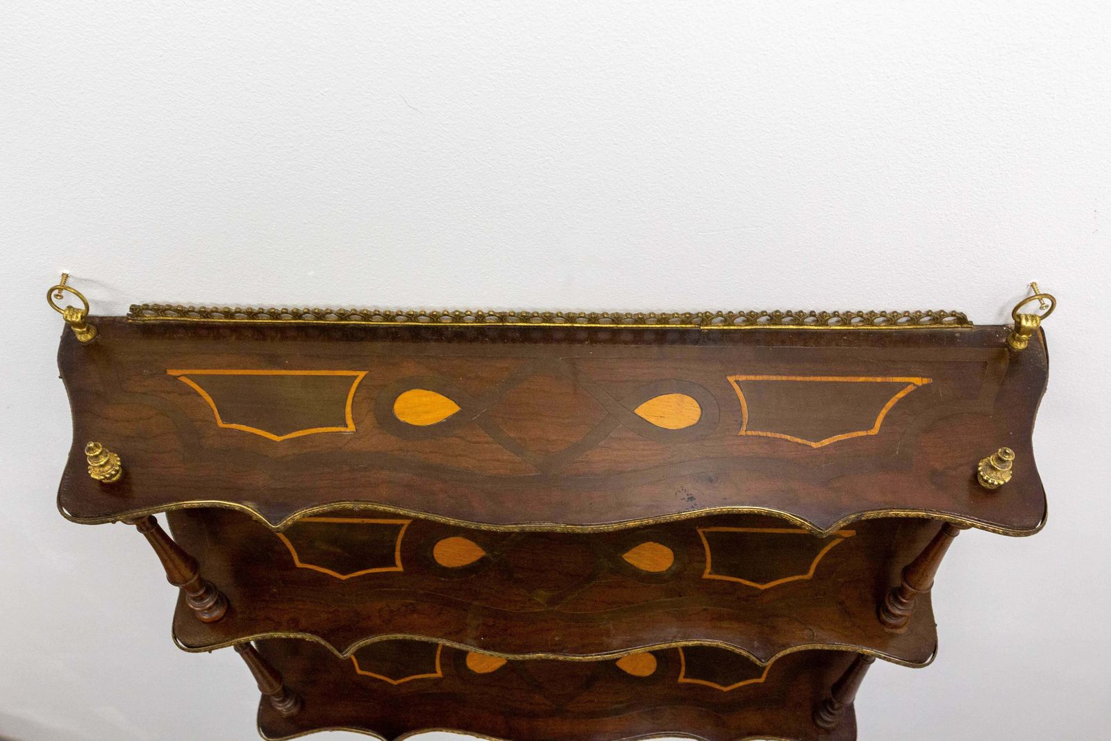 Wall Wood Shelves Napoleon III With Brass Gallery & Marquetry, Late 19th Century photo 797.0