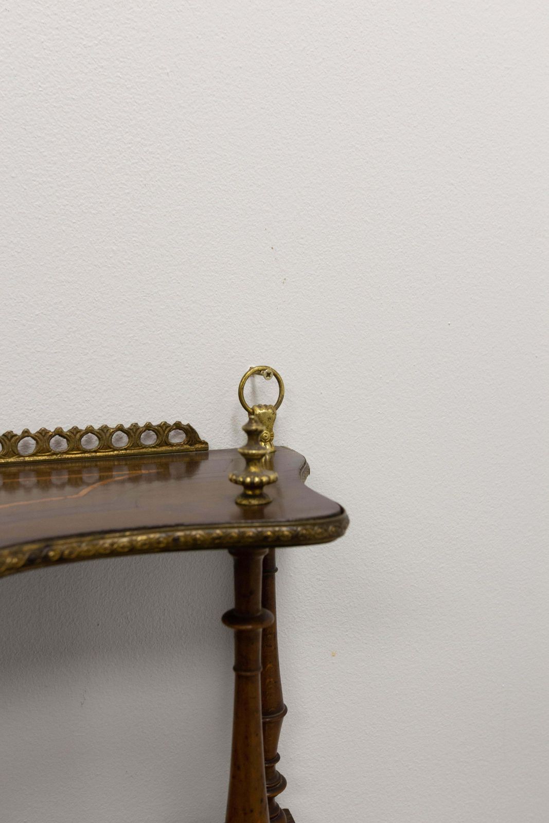 Wall Wood Shelves Napoleon III With Brass Gallery & Marquetry, Late 19th Century photo vintage