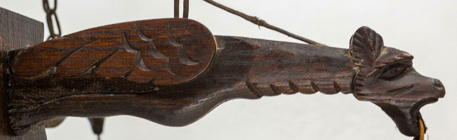 French Wood Lamp Four Gothic Gargouille Art Nouveau Style Pendant Lustre C. 1920 photo buy