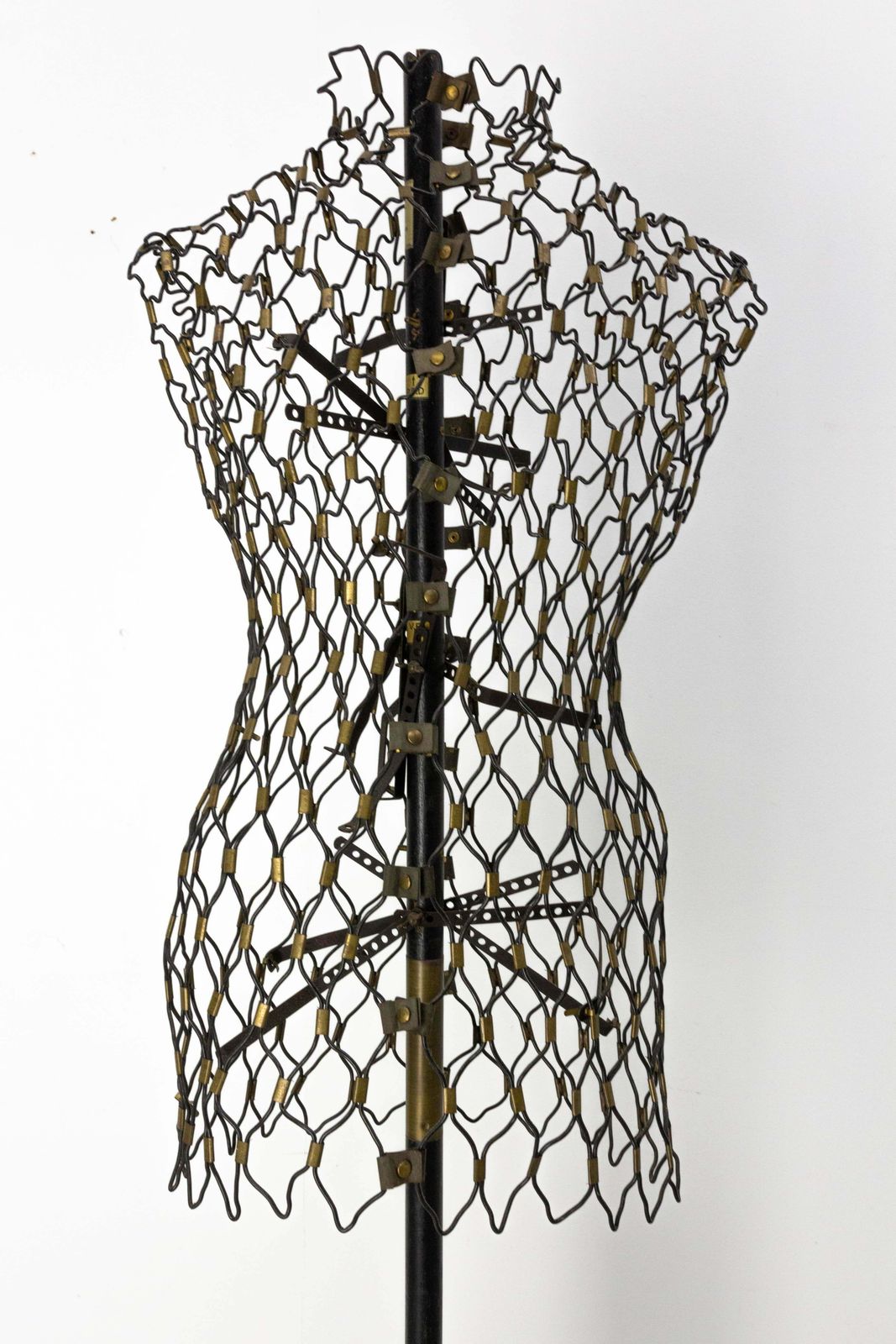 Vintage Couture Bust By Ideal Wood Wrought Iron Brass And Leather, French C 1950 photo vinterior