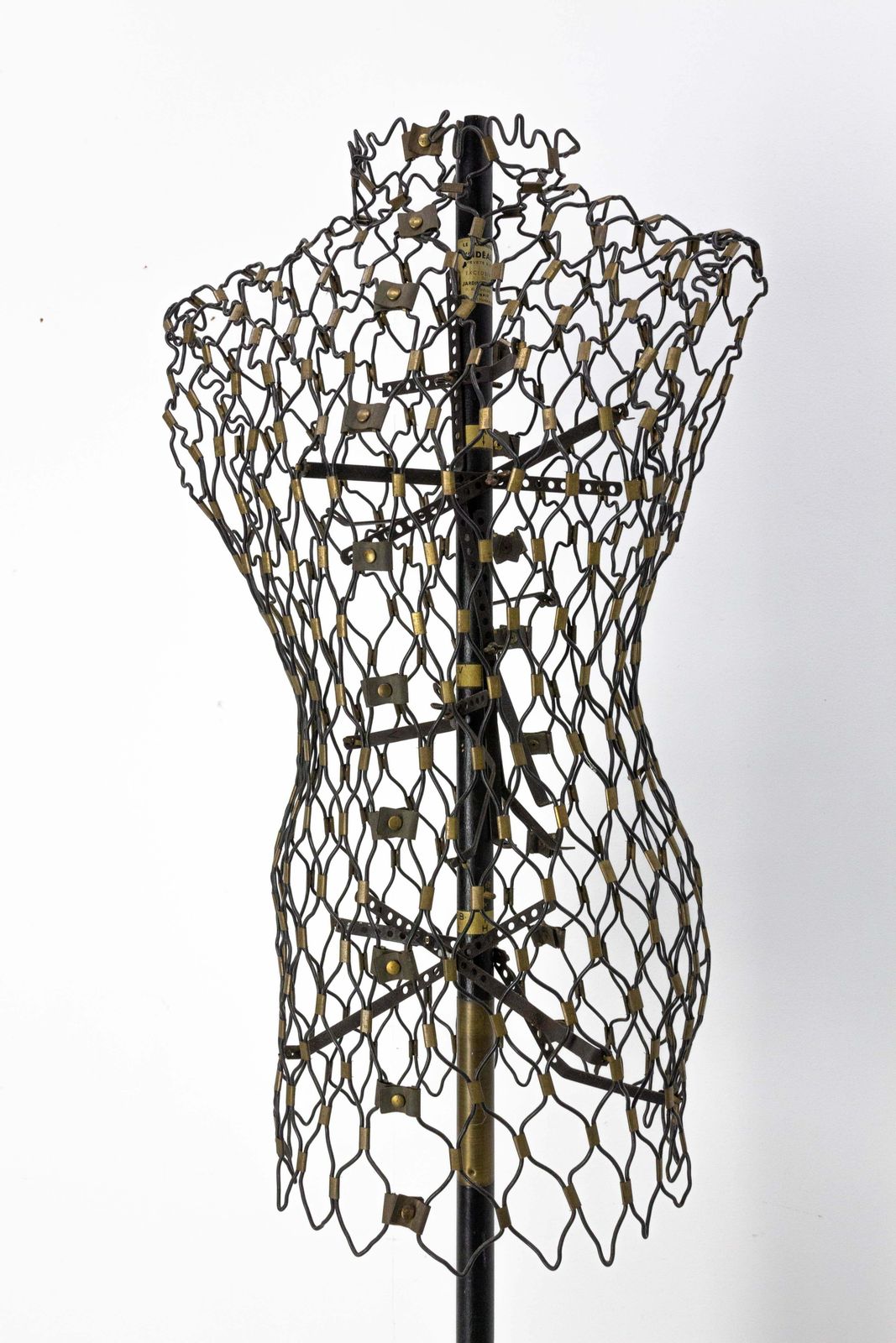 Vintage Couture Bust By Ideal Wood Wrought Iron Brass And Leather, French C 1950 photo buy