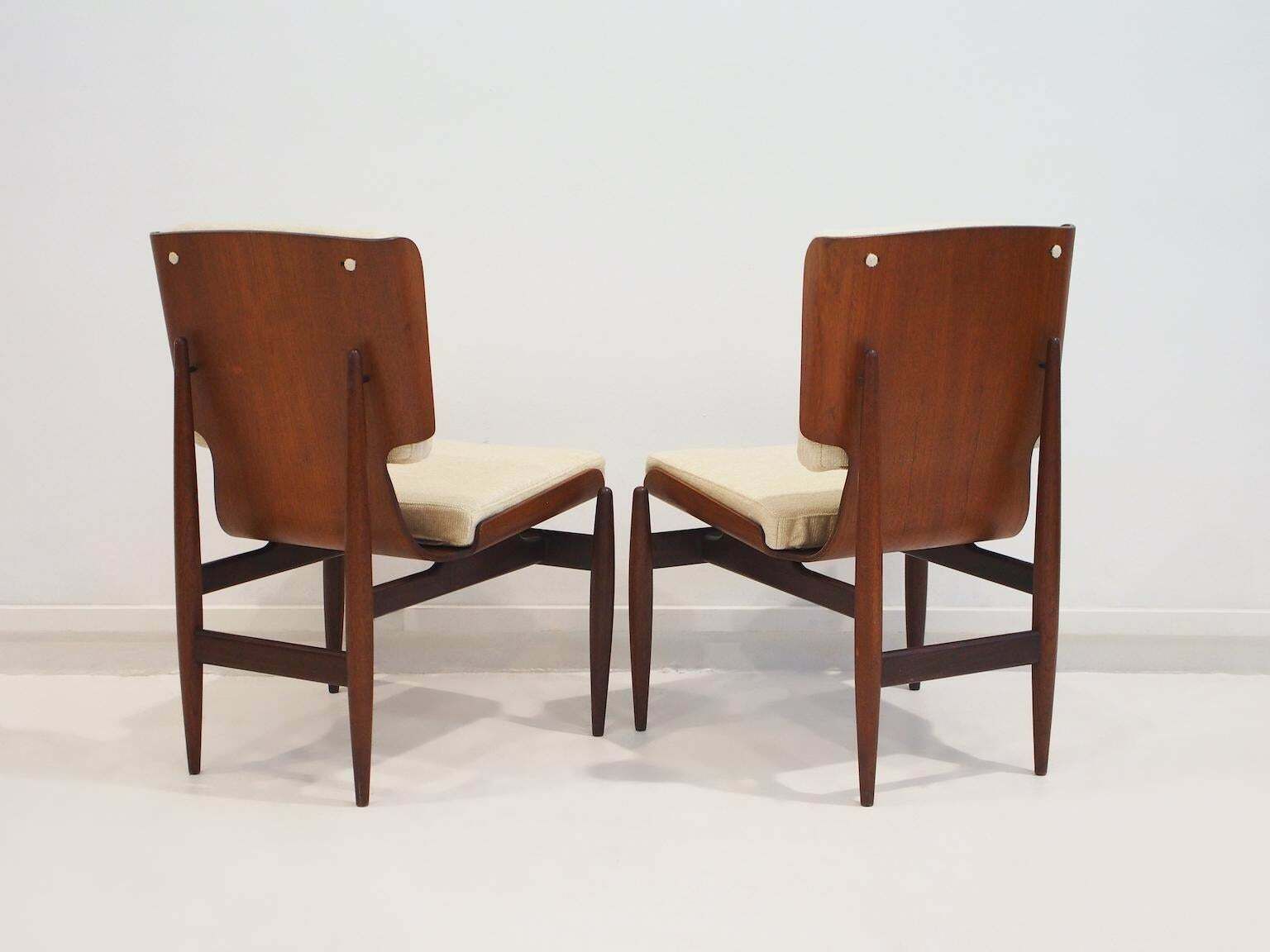 photo furniture Pair Of Italian Modernist Wooden Side Chairs By Barovero