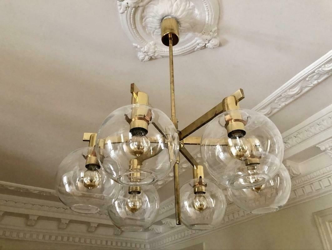 Hans Agne Jakobsson 'Pastoral' Brass Chandelier With Six Light Globes photo for sale
