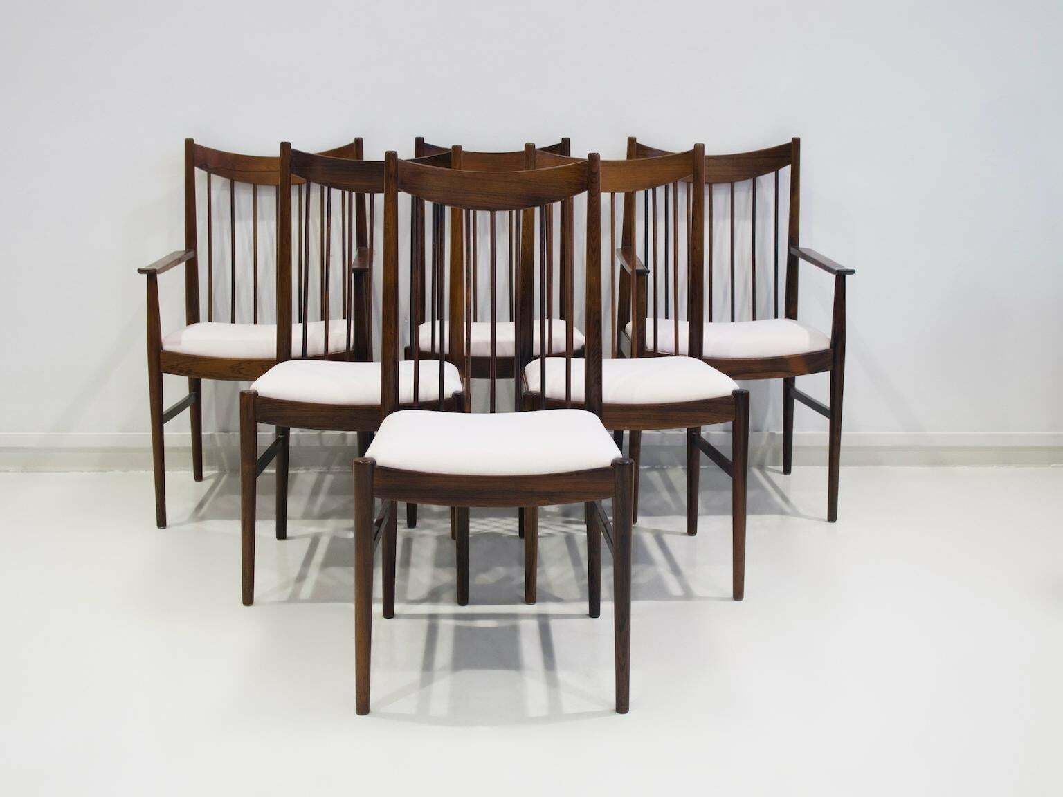 Set Of Six Arne Vodder Model 422 Wooden Dining Chairs With Fabric Upholstery photo furniture