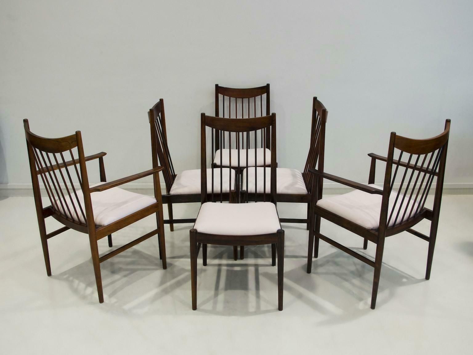 Set Of Six Arne Vodder Model 422 Wooden Dining Chairs With Fabric Upholstery photo Furniture