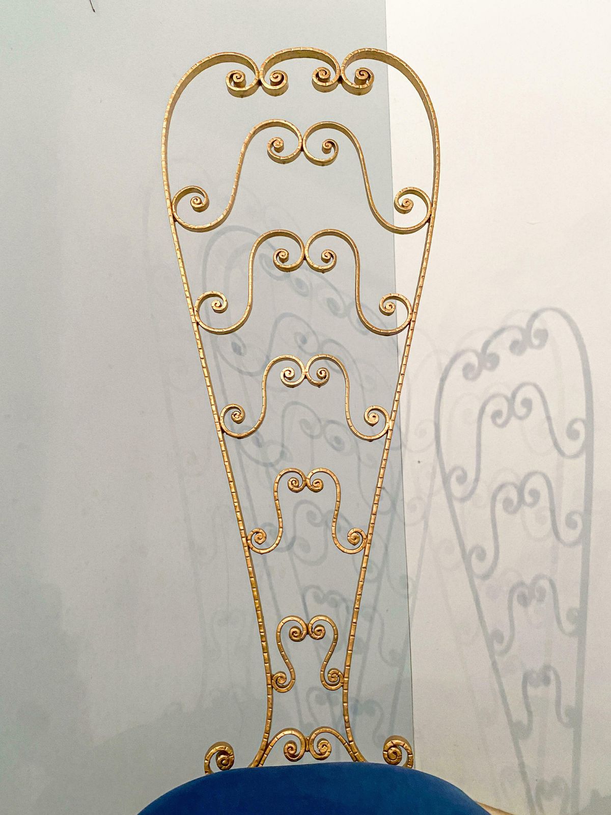 photo buy Pair Of Italian Mid Century Modern Luigi Colli Gold Iron Vanity Chairs, 1950s
