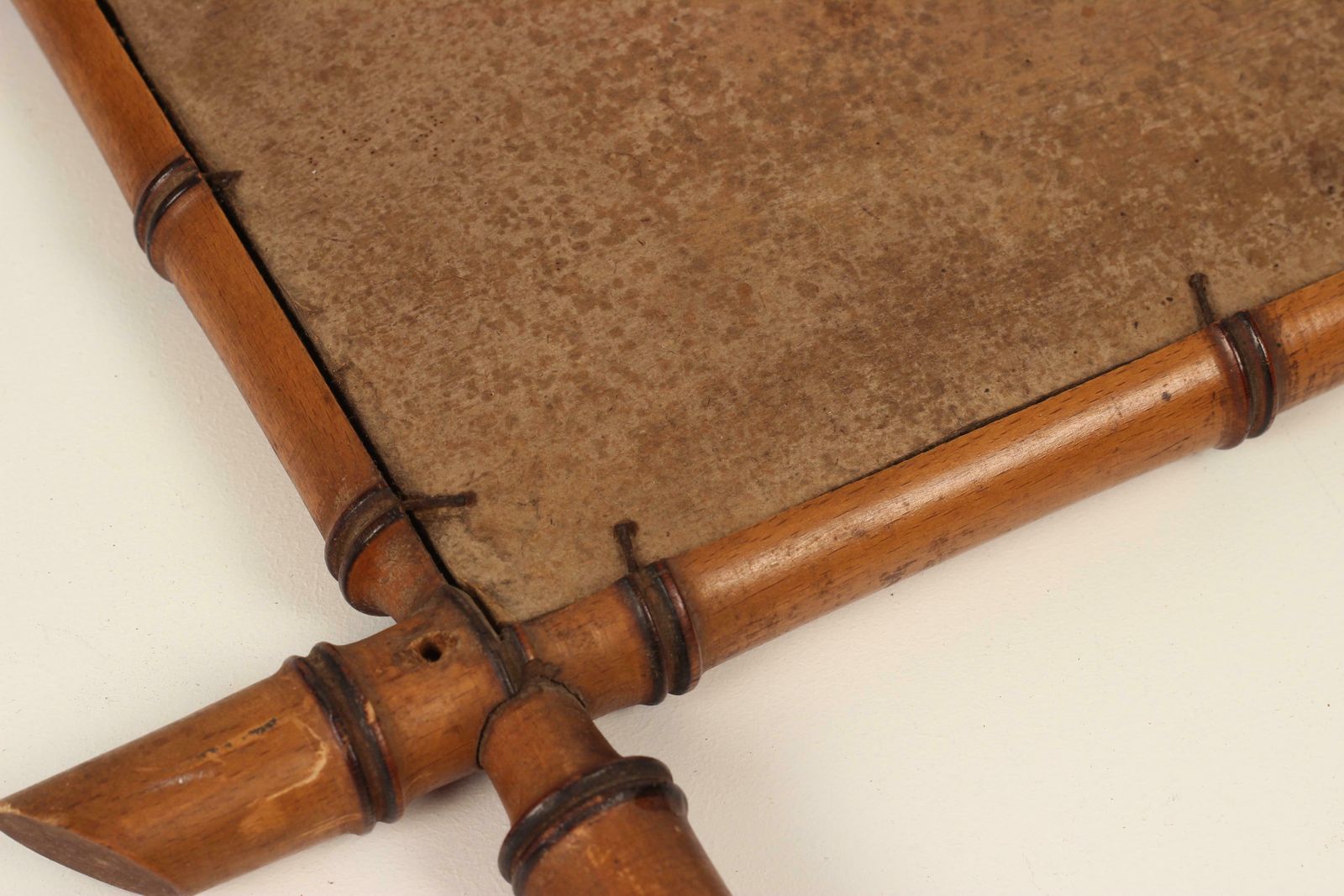 696.0 Boho Chic Style Faux Bamboo Walnut Framed Mirror Made In France In Mid 1800s photo