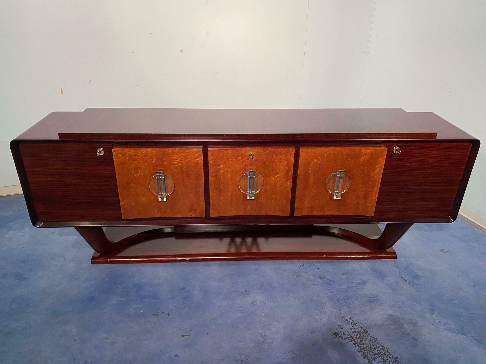 Furniture Italian Art Deco Sideboard With Bar Cabinet Attributed To Osvaldo Borsani, 1940s photo