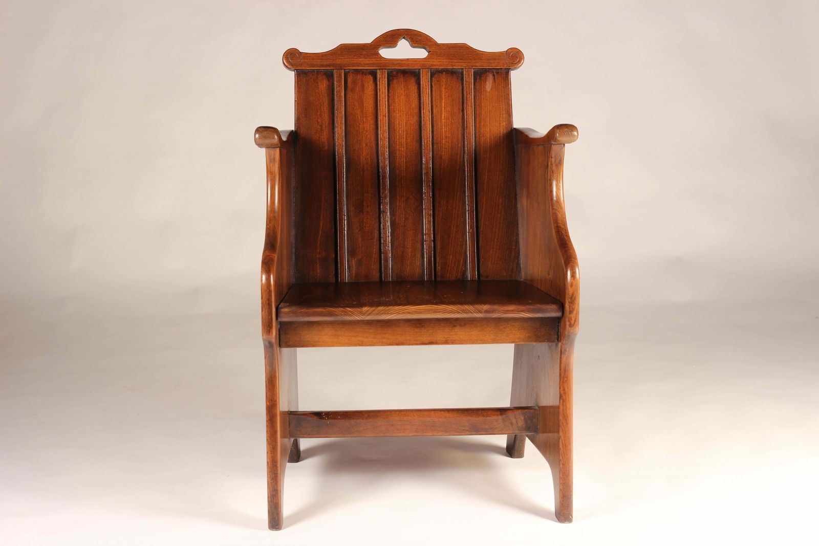 photo for sale Set Of Elm Tub Arts And Crafts Chairs With Panelled Backs And Carry Handles
