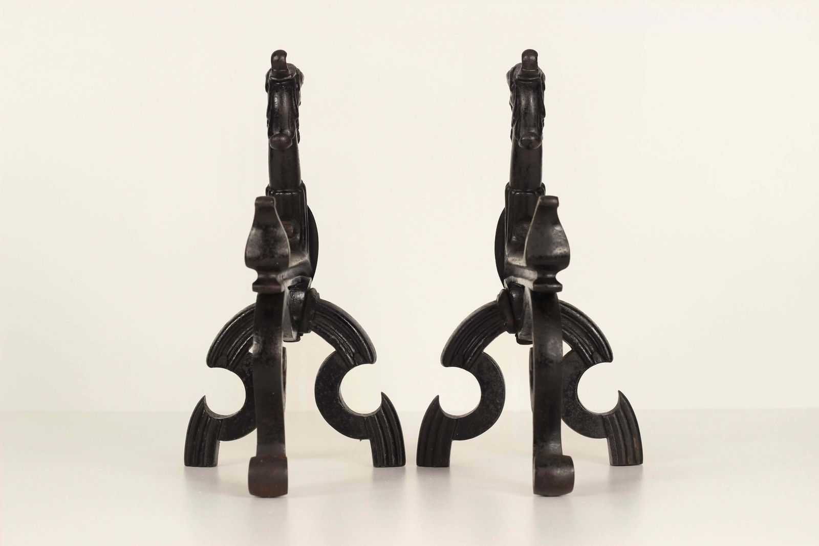 photo for sale 19th Century Victorian Gothic Fire Dogs Or Fire Dogs In The Shape Of Gryphons