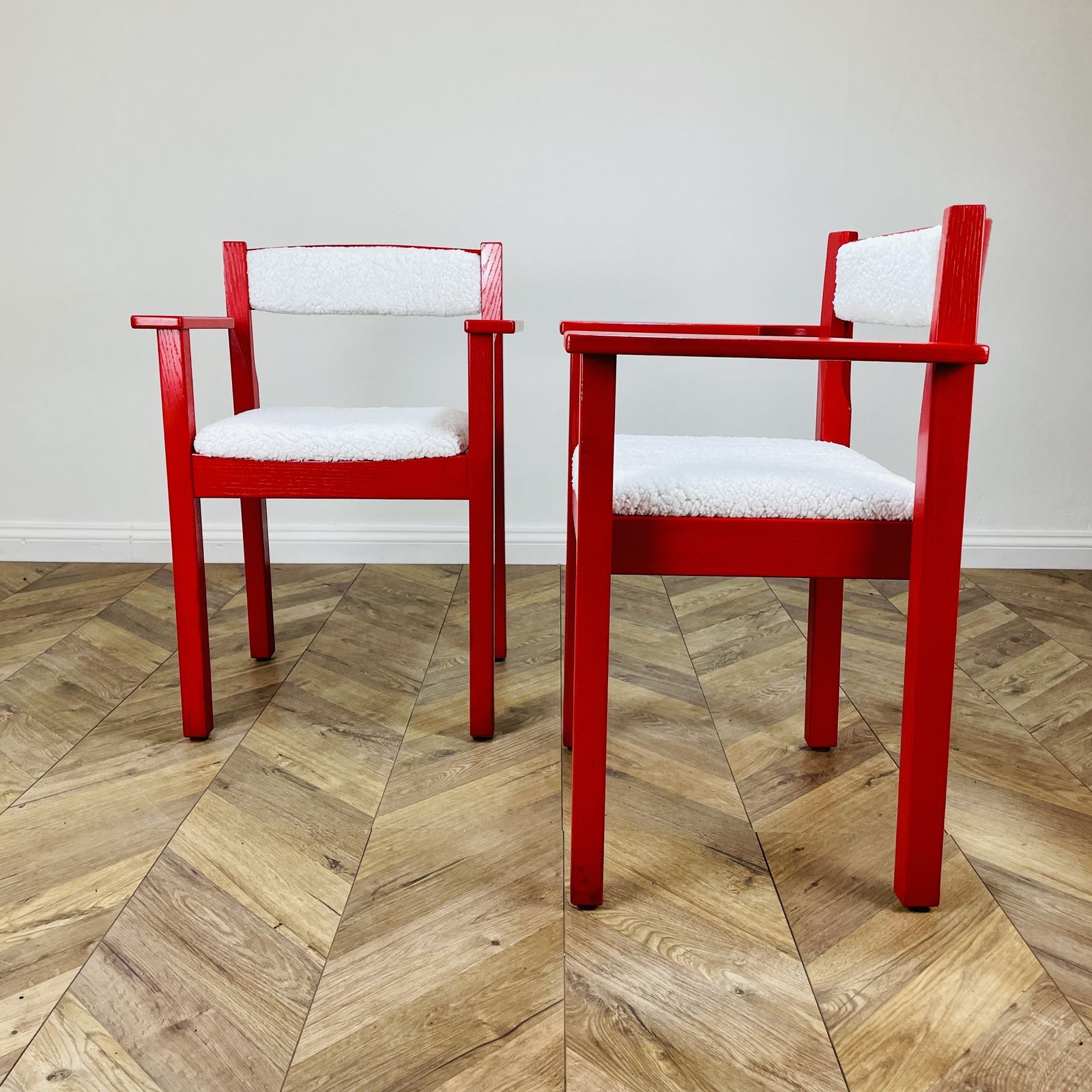 Mid Century Red Modernist Armchairs, Circa 1970s, Set Of 2 photo furniture