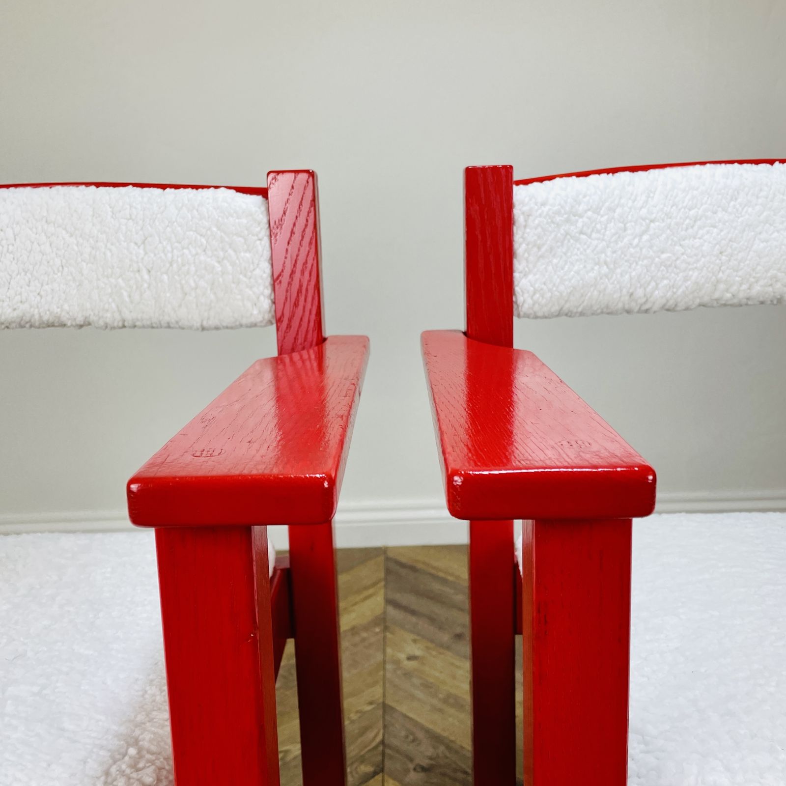 Mid Century Red Modernist Armchairs, Circa 1970s, Set Of 2 photo vinterior
