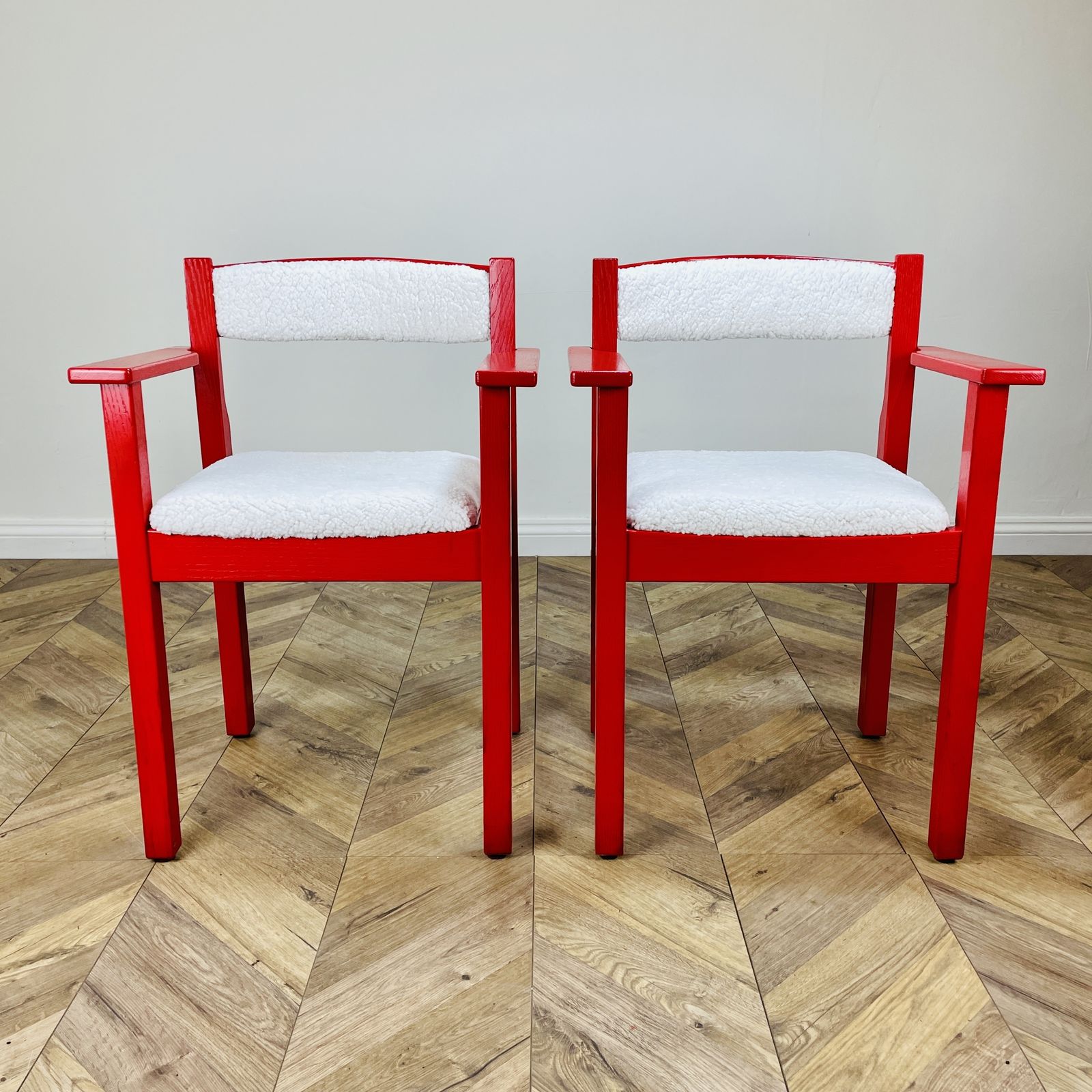 Mid Century Red Modernist Armchairs, Circa 1970s, Set Of 2 photo buy