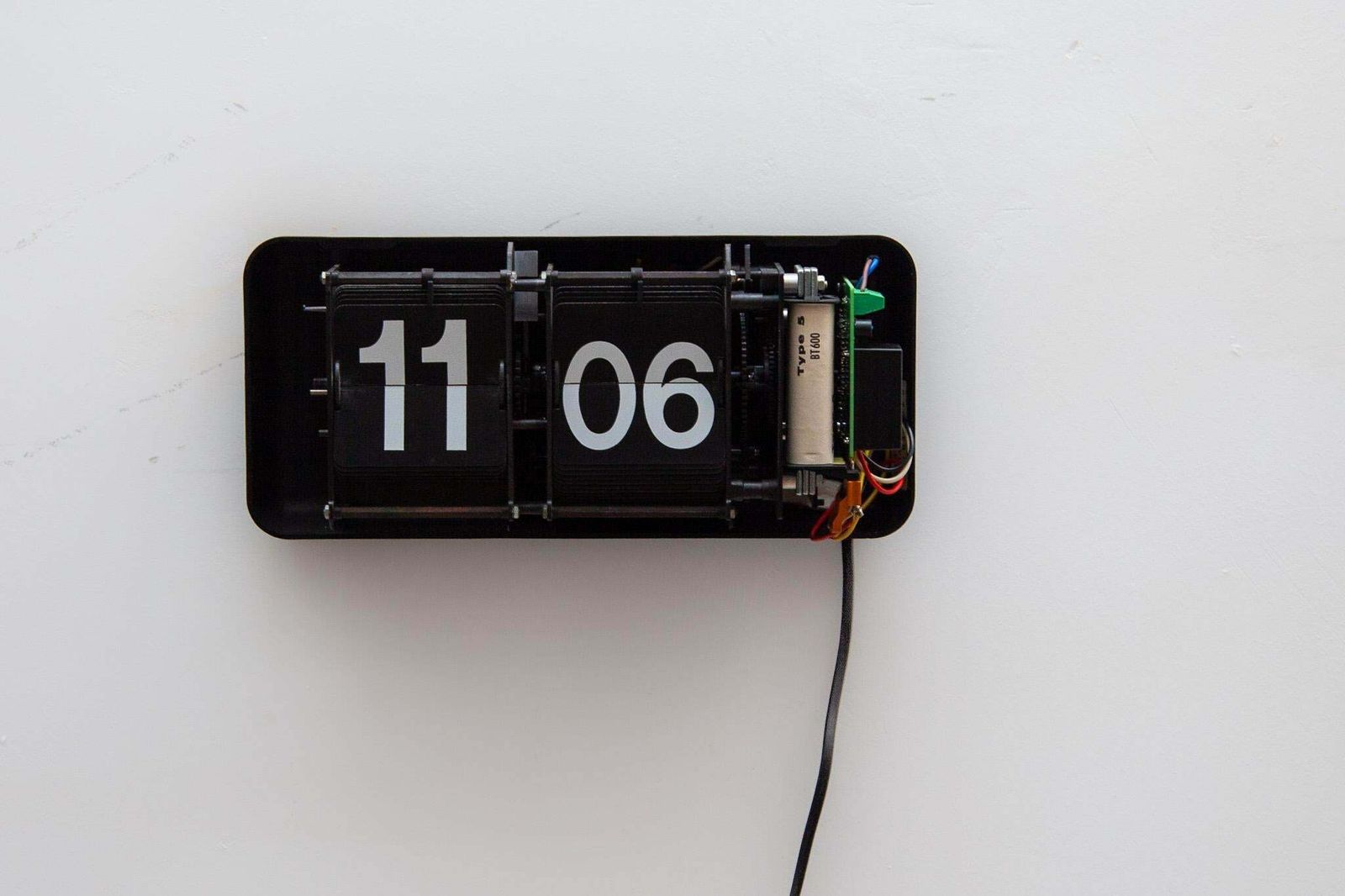 Black And White Flip Clock Large Station, Factory Clock 1970s, France photo furniture