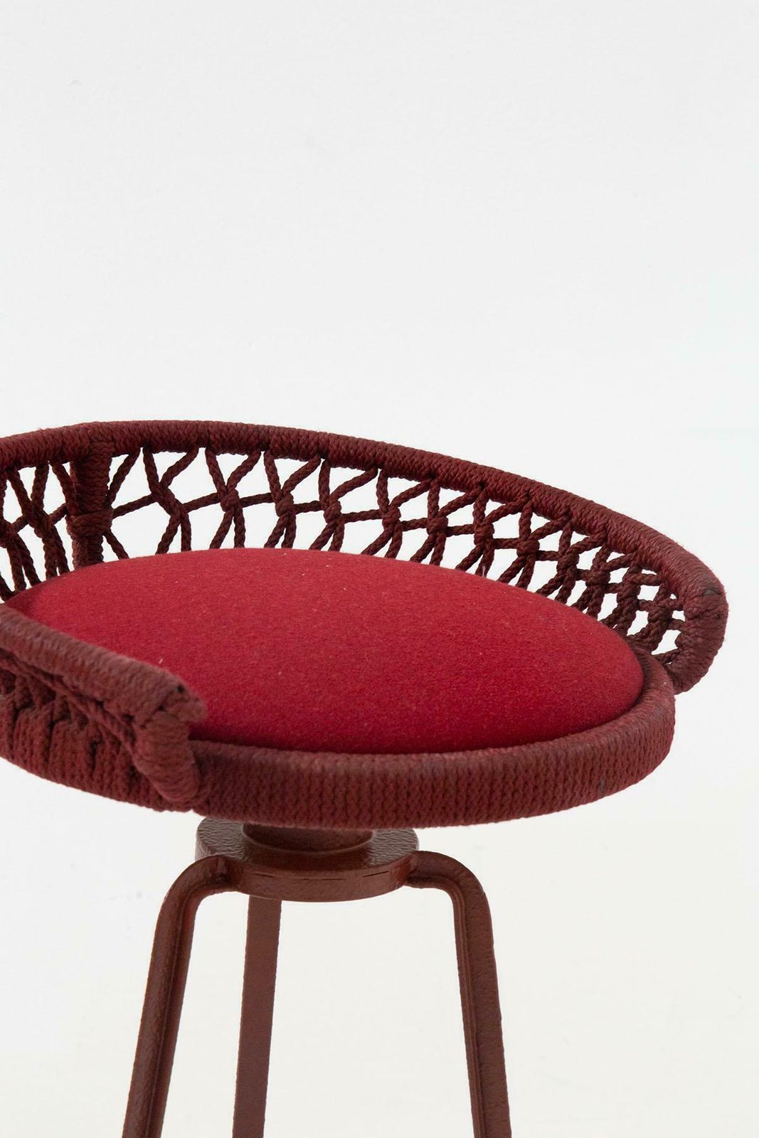 Marzio Cecchi Pair Of Italian Red Rope High Stools photo buy