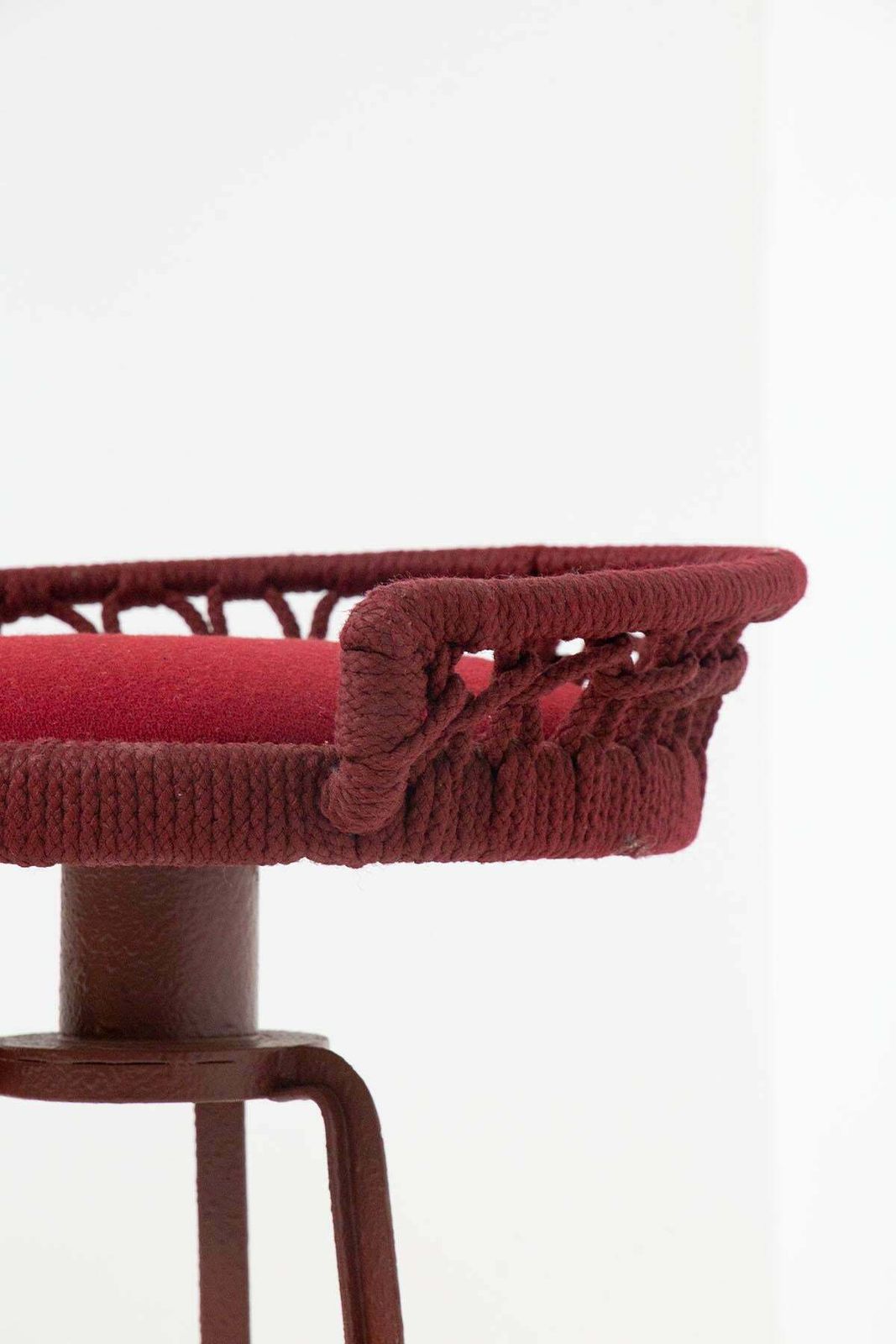 Marzio Cecchi Pair Of Italian Red Rope High Stools photo vintage