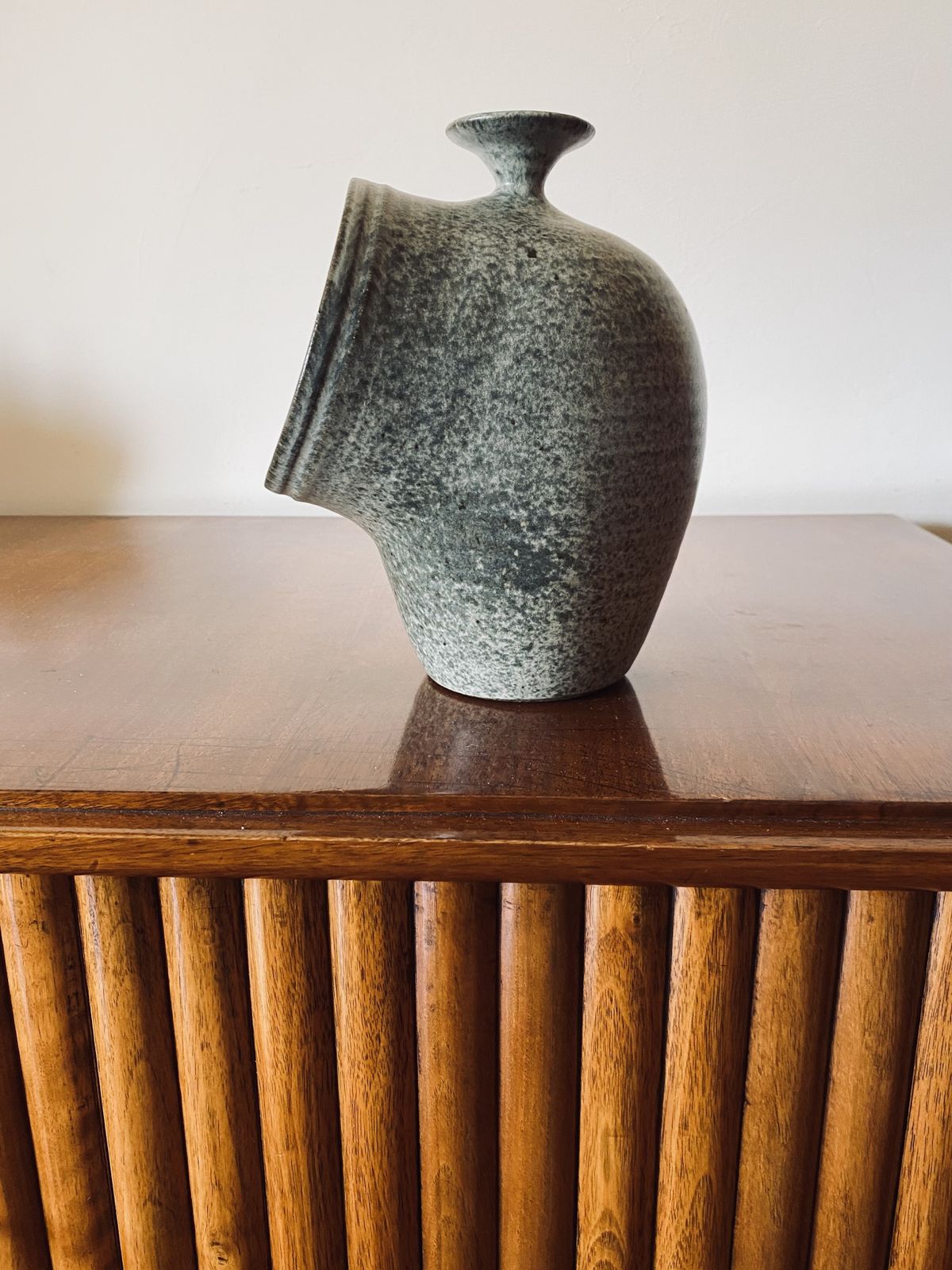 Organic Green Ceramic Vase, France 1960s photo Home Decor