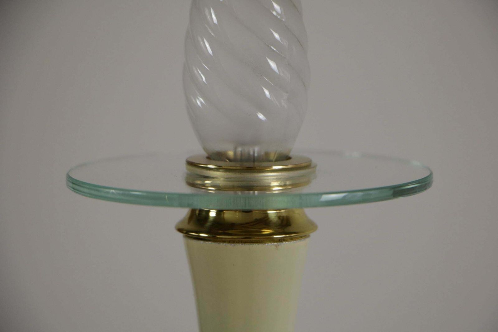 Italian Midcentury Gold And Ivory Color Eight Lights Chandelier, 1950s photo vintage