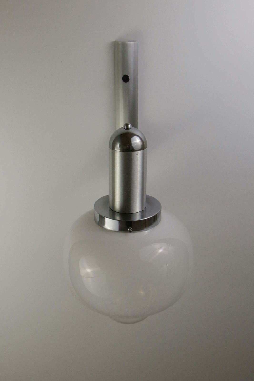 Italian Space Age Chromed Wall Milk Murano Glass Lamp By Gaetano Sciolari, 1960s photo for sale