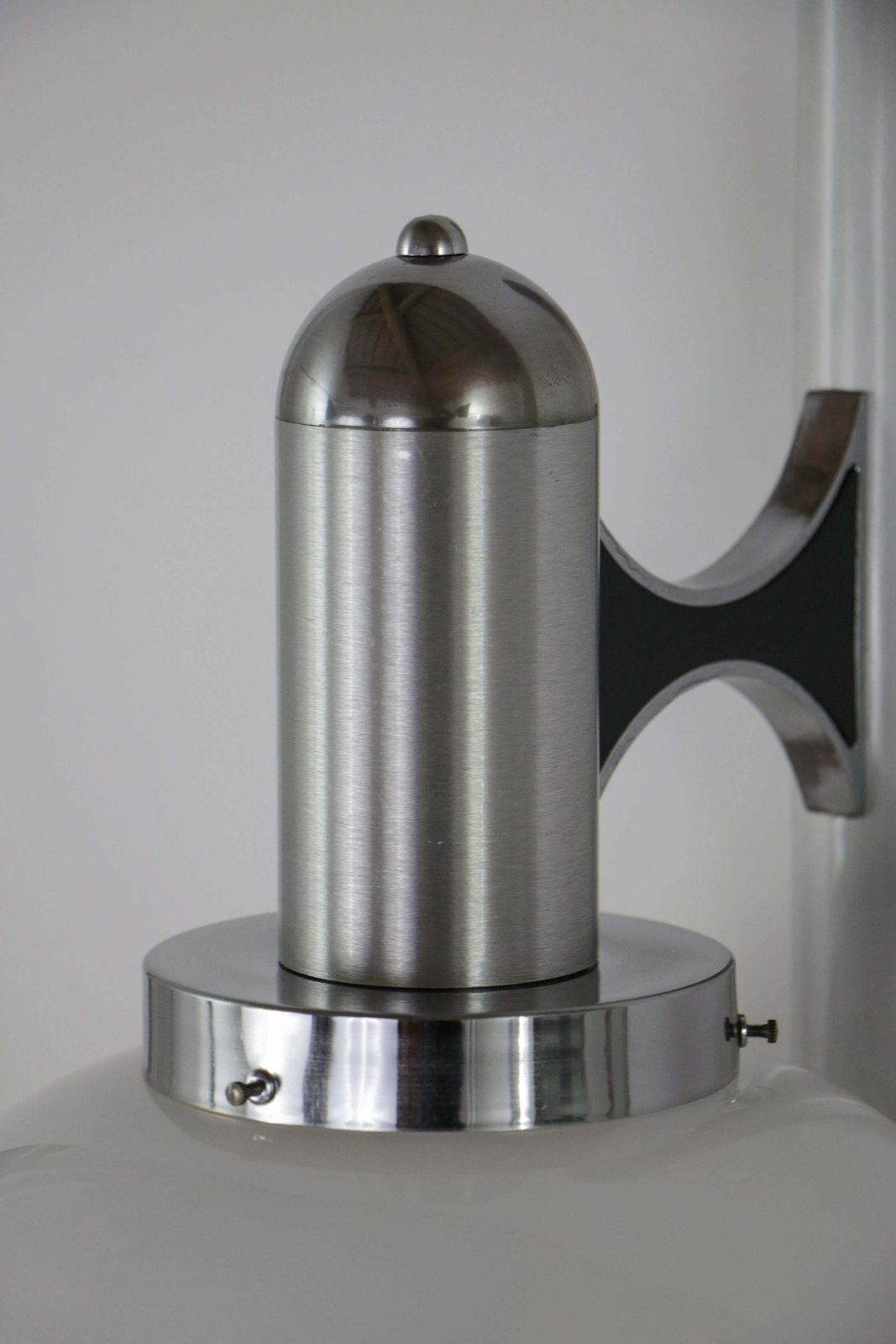 photo furniture Italian Space Age Chromed Wall Milk Murano Glass Lamp By Gaetano Sciolari, 1960s