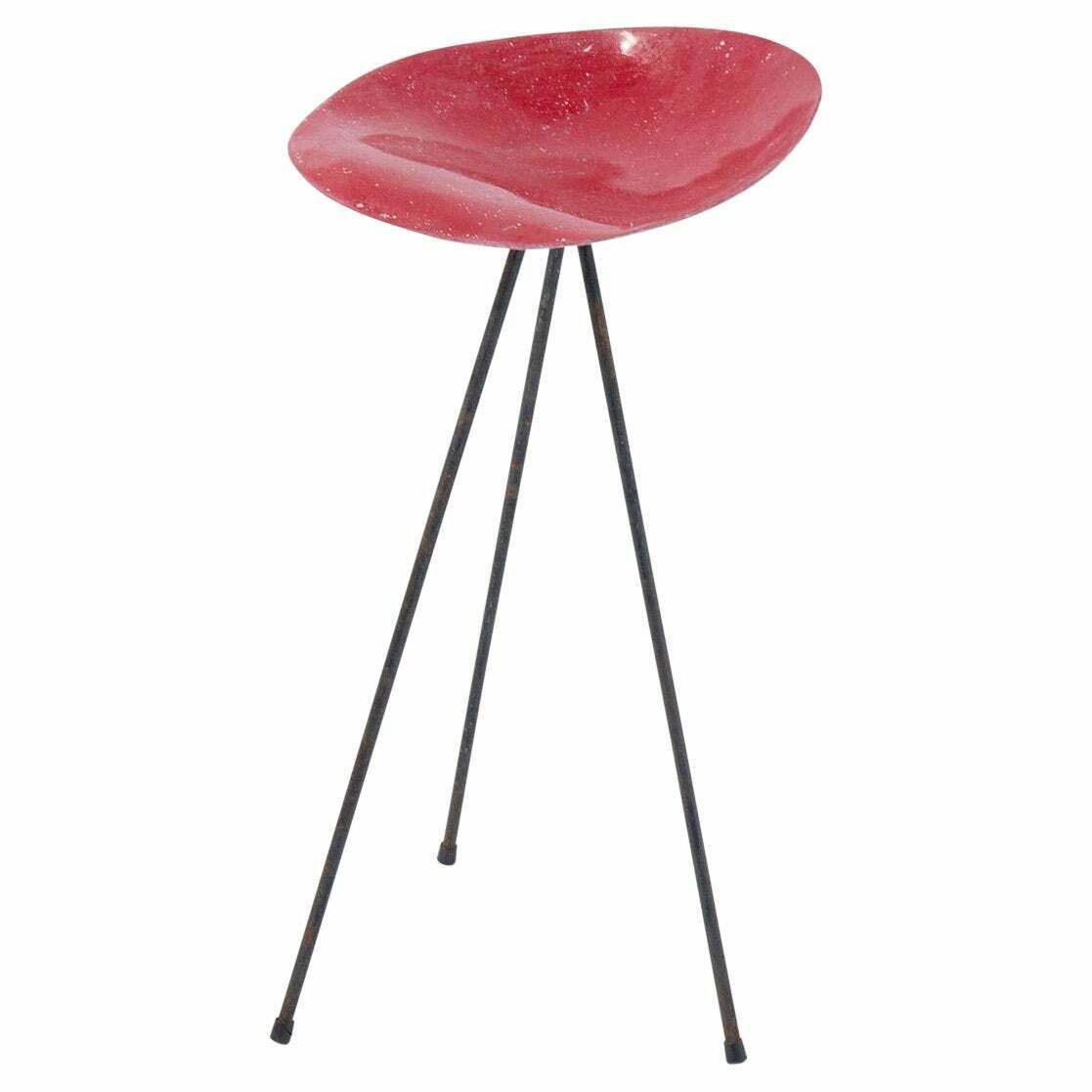Jean Raymond Picard Red Stool In French Resin
