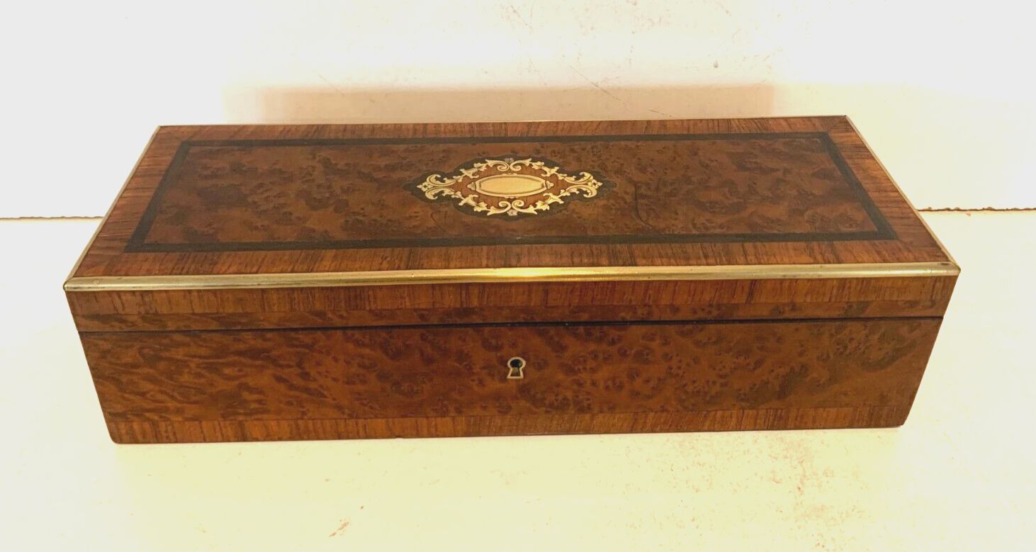 Blackened Wooden Glove Box Napoleon III Marquetry Boulle XIX Century photo furniture